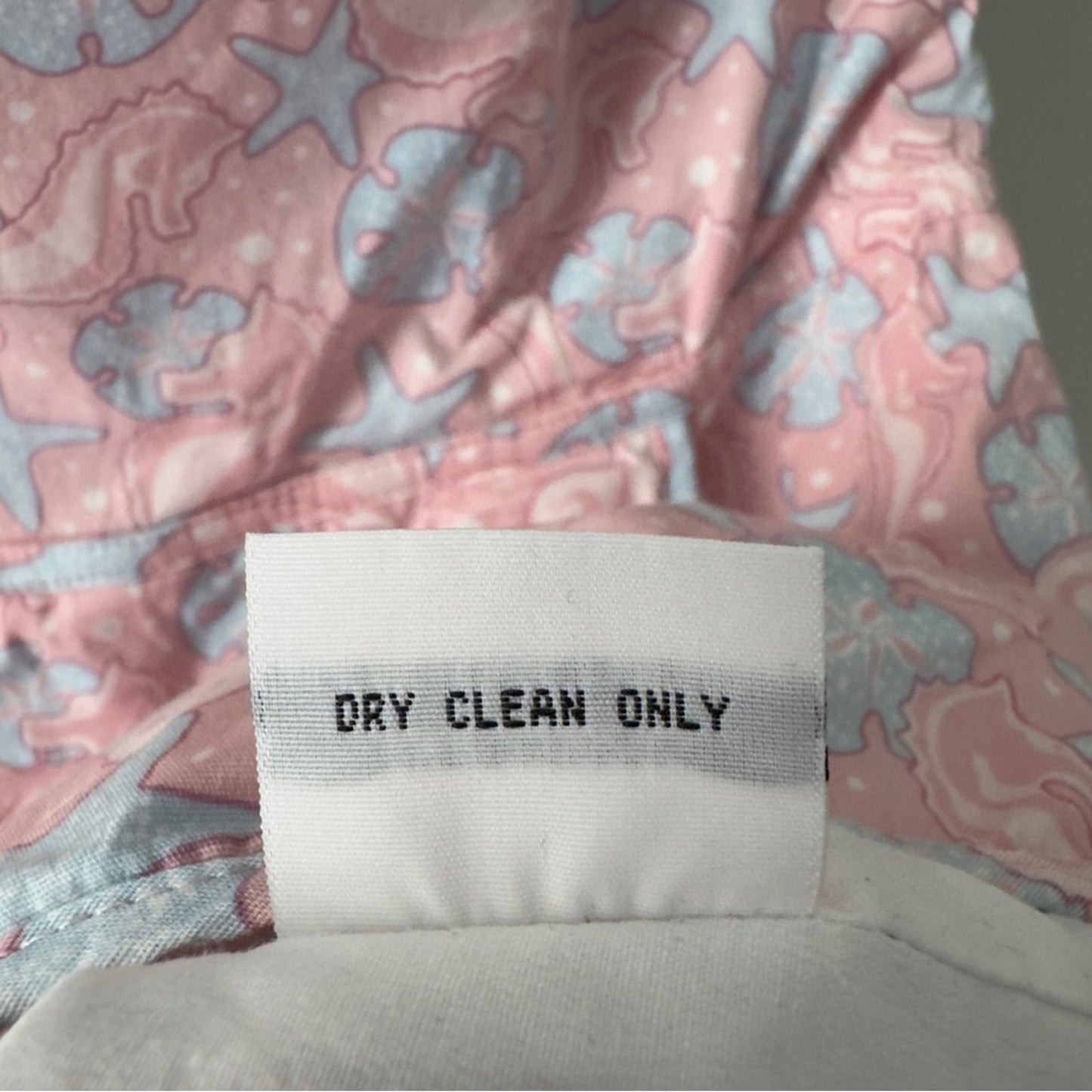 Vineyard Vines Seahorse Print Y2K Strapless Pink mini Dress sand dollar starfish