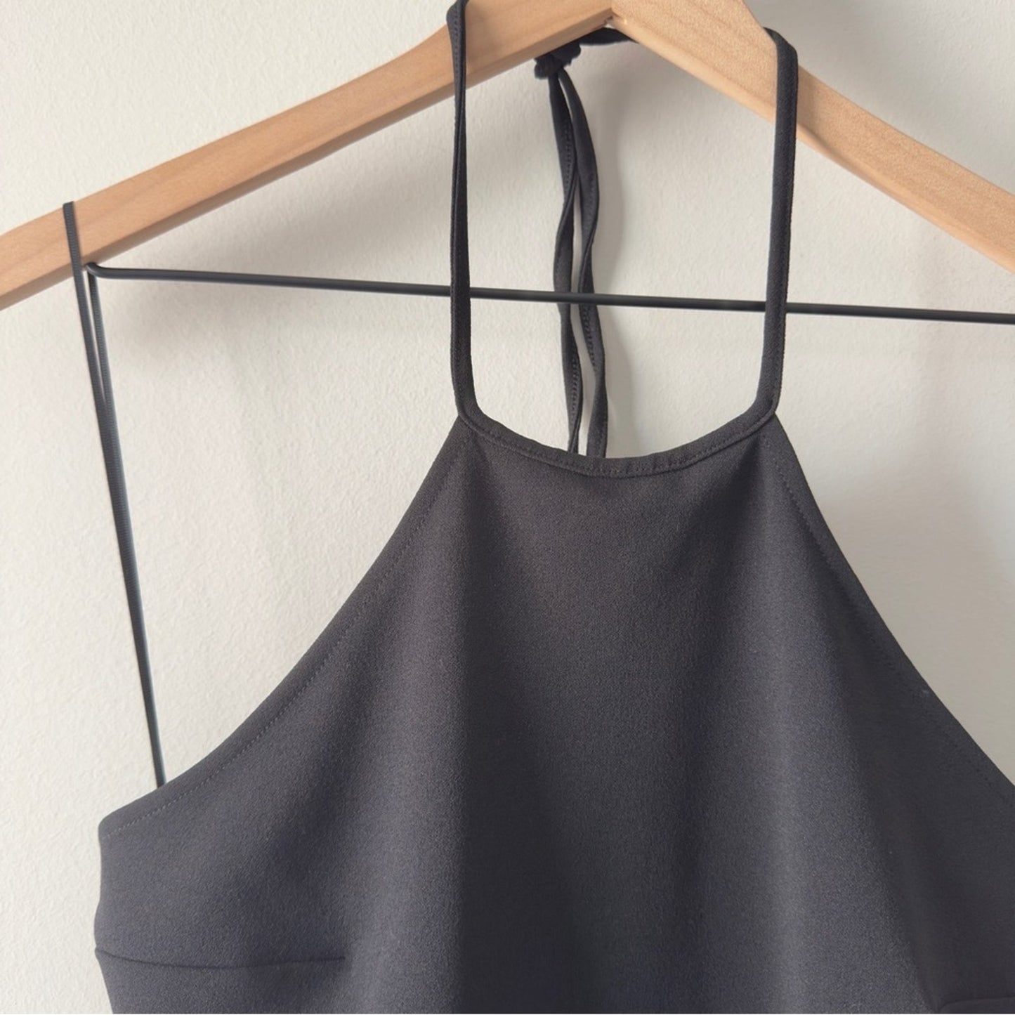 Express Black Halter Dress mini LBD solid tie bow neck party classic pencil NWT