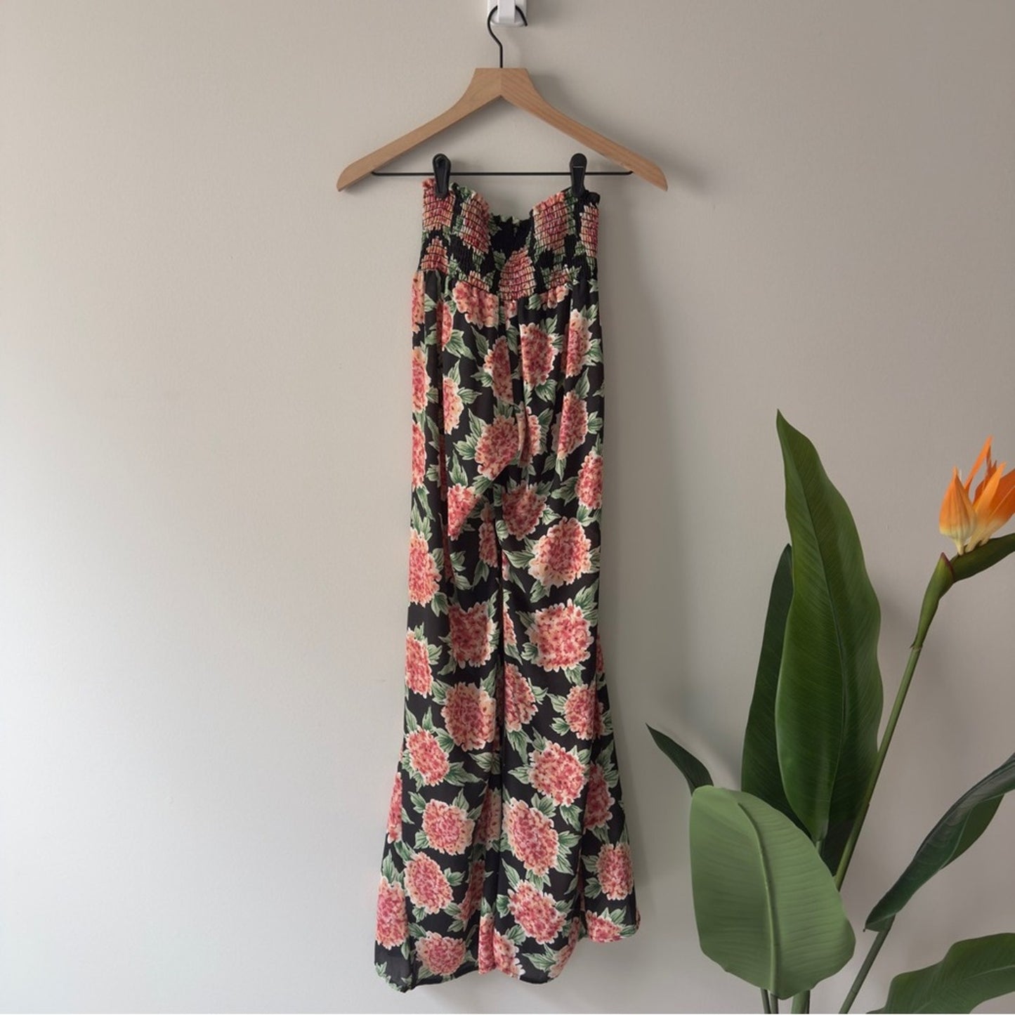 Show Me Your MuMu Floral Wide-Leg Women's Pants Smocked Waist High Rise Flare M