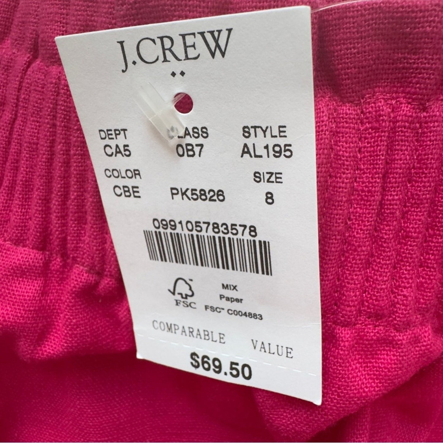 J. Crew Linen/Cotton Pink Bubble Mini Skirt scalloped hem stretchy elastic waist
