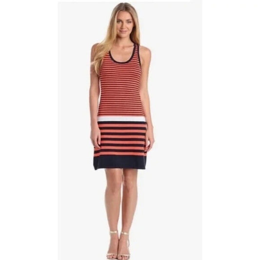 Lilly Pulitzer 100% cotton Knit Mini dress retro striped sleeveless Racerback S