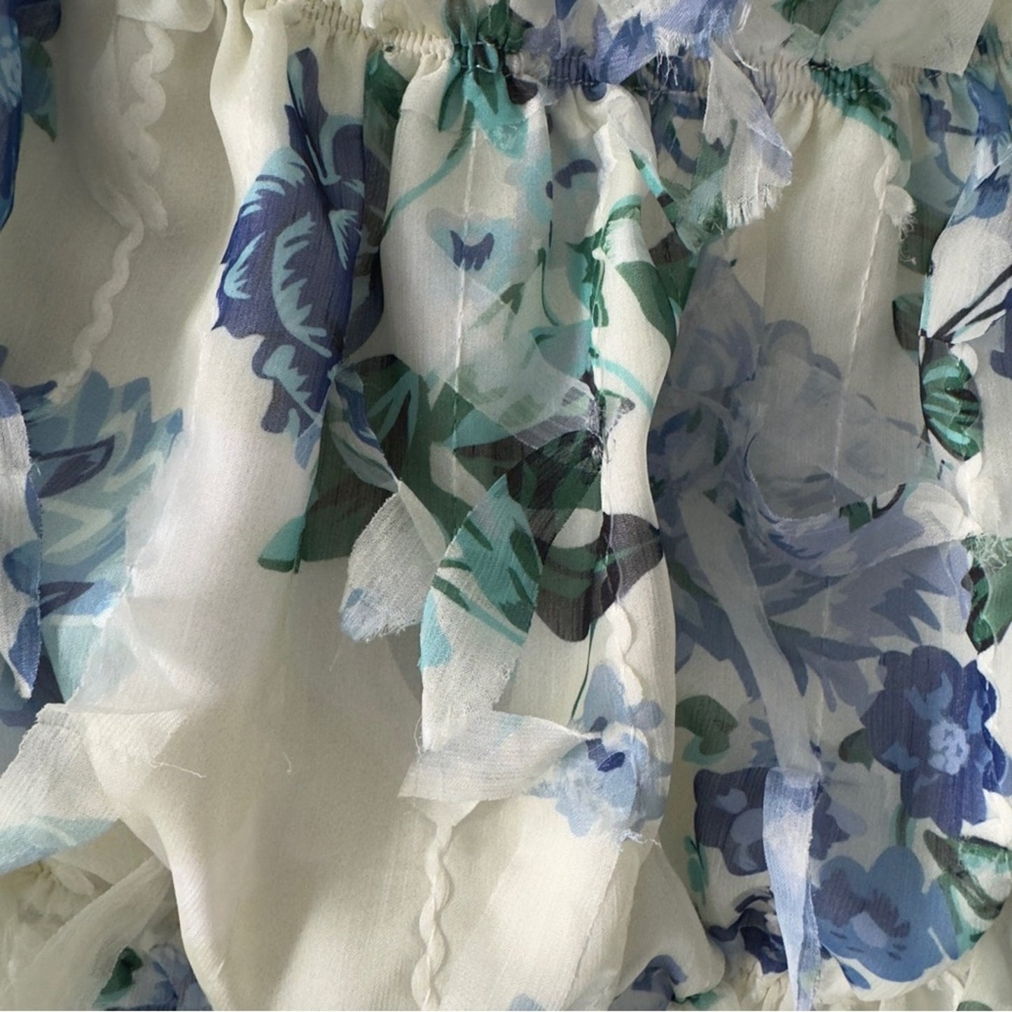 Shein Floral Off-Shoulder Ruffle Top Long Sleeve Cropped Crop Frilly Spring EUC