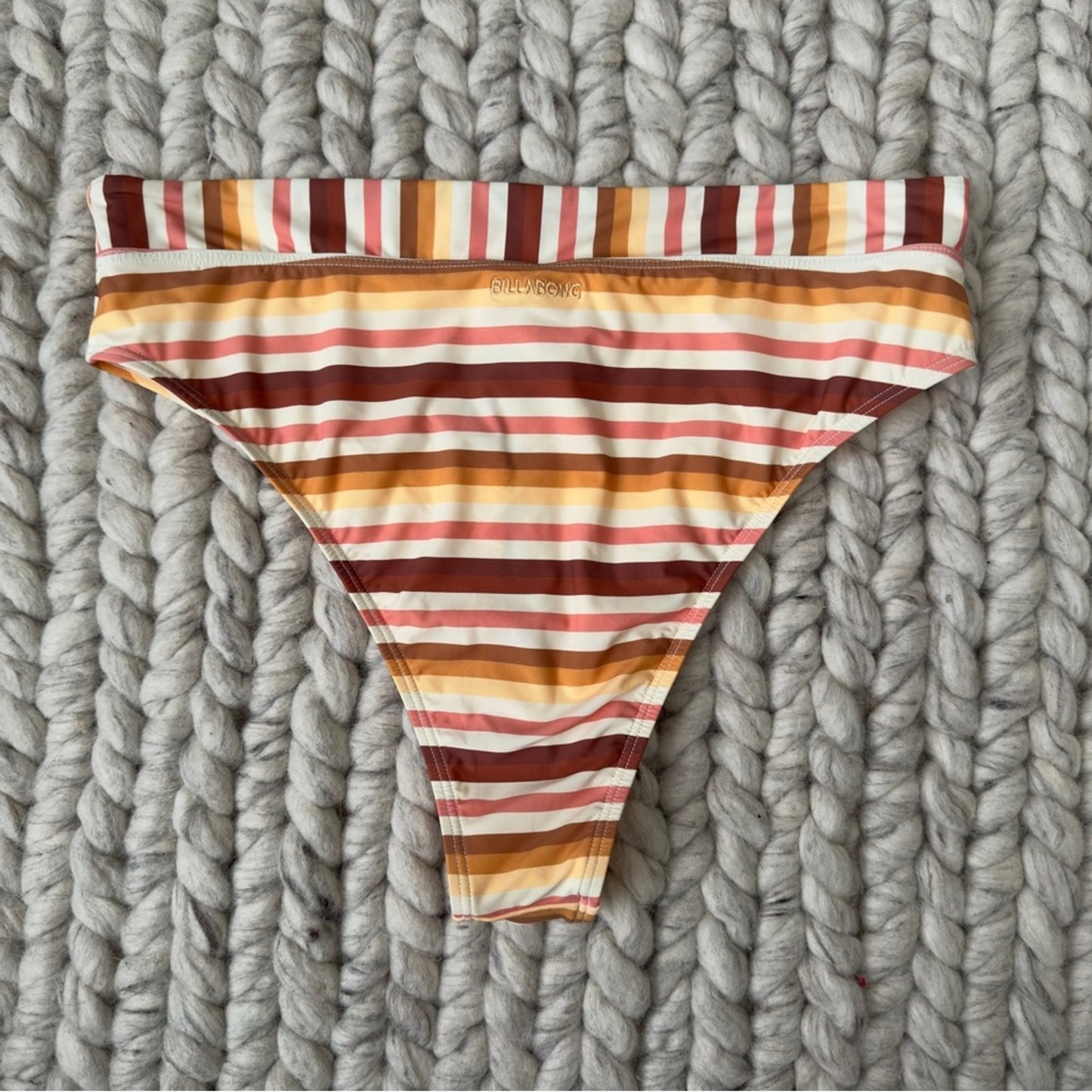 NWT Billabong Ray of Gold Swimsuit Bottoms Bikini Striped Stretch Beach Pool 12
