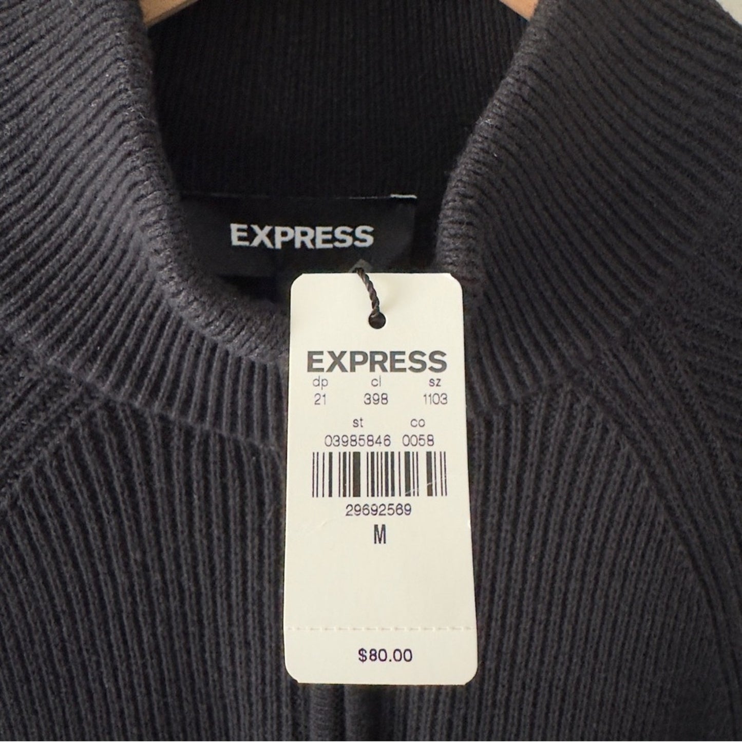Express Black Half-Zip Turtleneck Sweater ribbed long sleeve classic fall winter