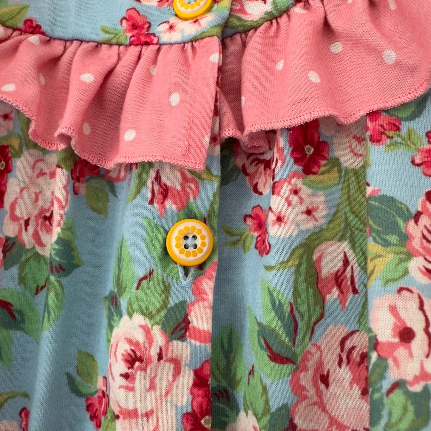 Matilda Jane Floral Button Down Girls’ Pajama Top Polka Dot Ruffle Polyester 2