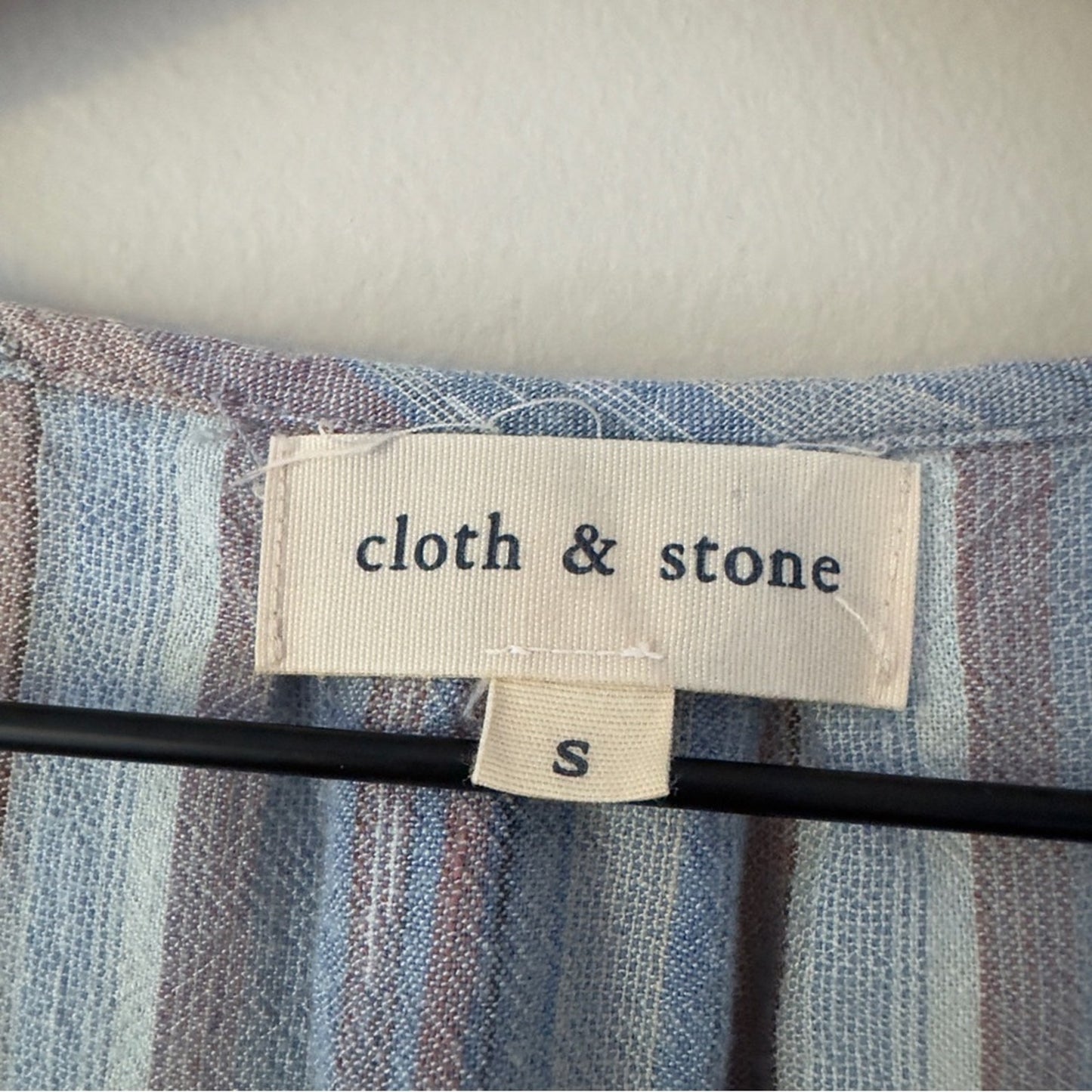 Anthropologie Cloth & Stone Striped Romper Spaghetti Strap Tie Waist Pockets EUC