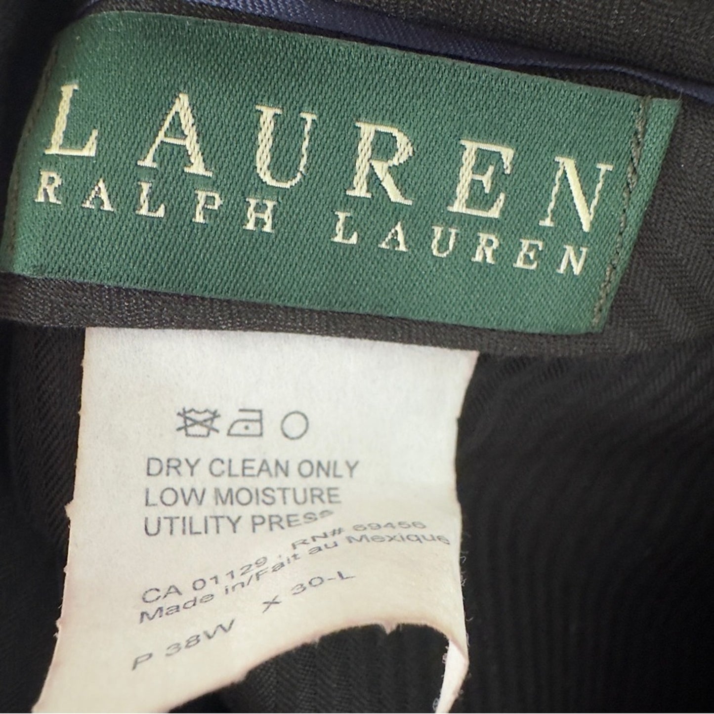 Vintage Lauren Ralph Lauren 100% Wool Dress Pants Brown Rolled Hem Pleated 90s