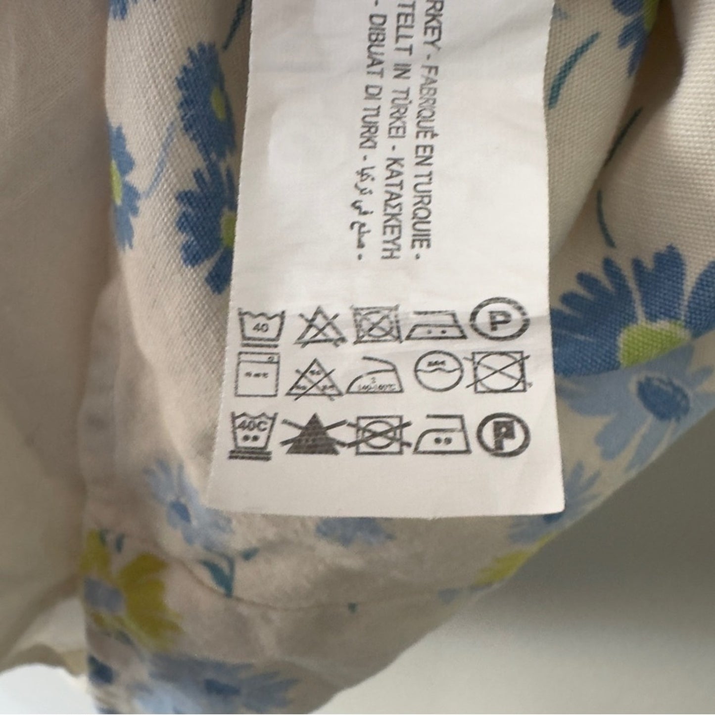 Zara Floral Mini Dress Yellow Blue white adjustable spaghetti straps tie sides M