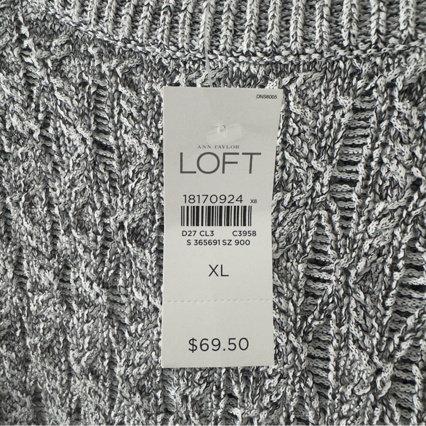 Loft Cotton Blend Cozy Gray Knit Sweater long sleeve crew neck slit high low hem