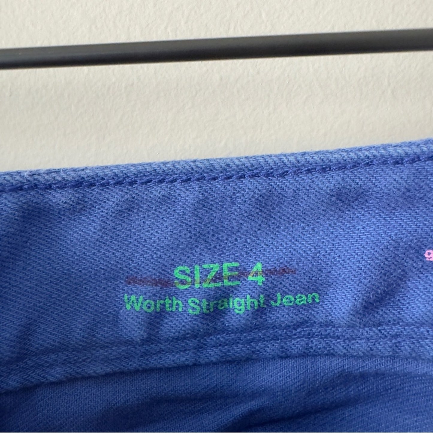 Lilly Pulitzer Worth Straight Jean Blue Cotton Stretch Pockets Zip double button