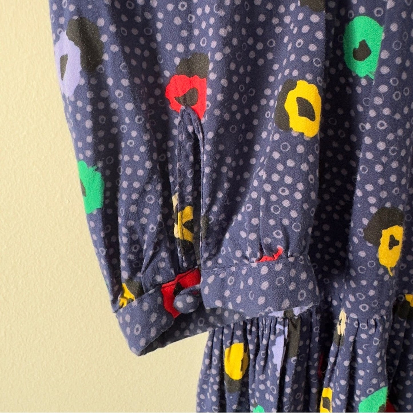 Maeve Anthropologie Button Down Front Colorful Blue Spotted Tunic Top Multicolor