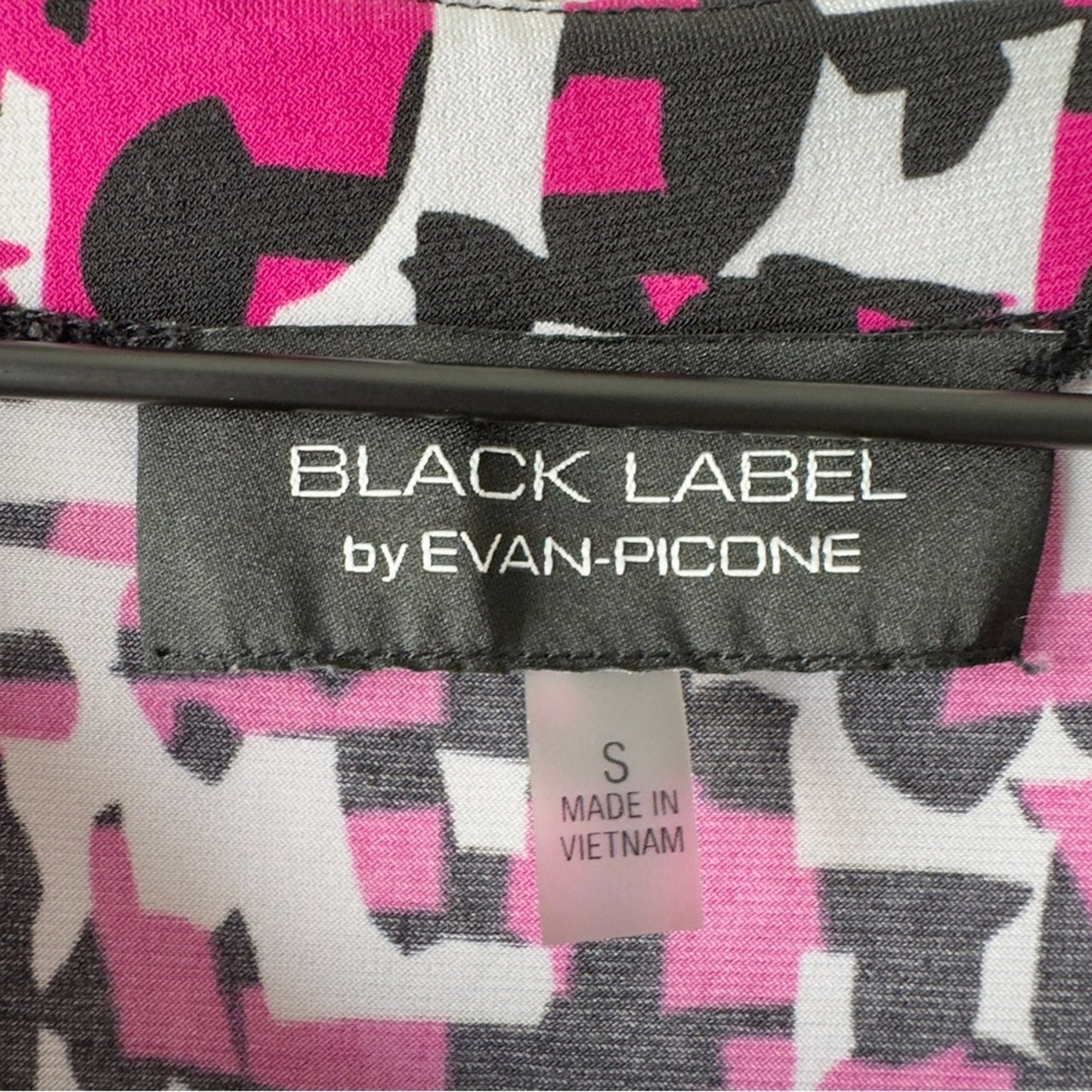 Y2K Evan Picone Black Label Pink White Geometric Blouse Tank Top Sleeveless EUC