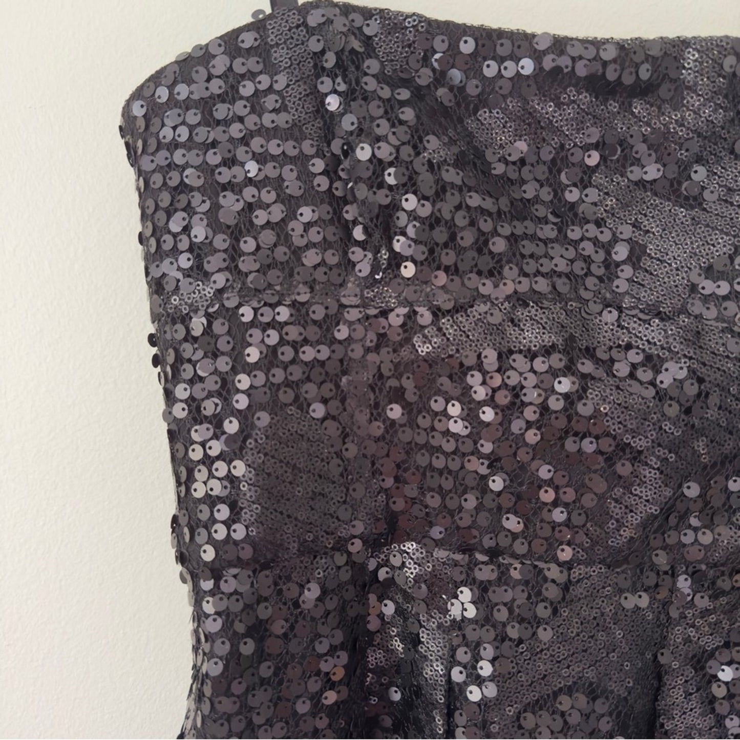 BCBGMaxAzria Carole Strapless Black Sequin Mini Dress Lined Zipper Back Party 4