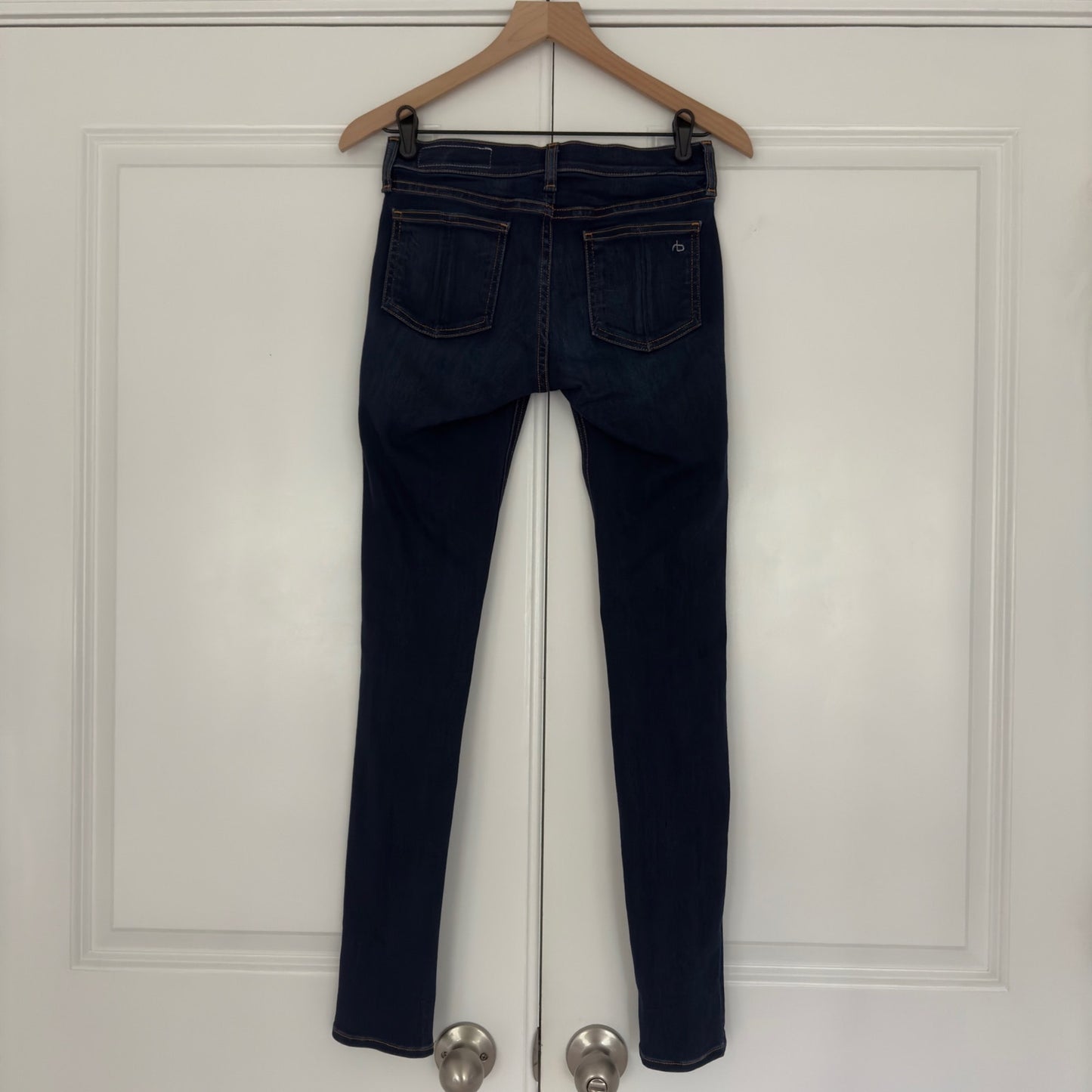 Rag & Bone Dark Wash Skinny Jeans 5-Pocket button zip Cotton stretch Made in USA