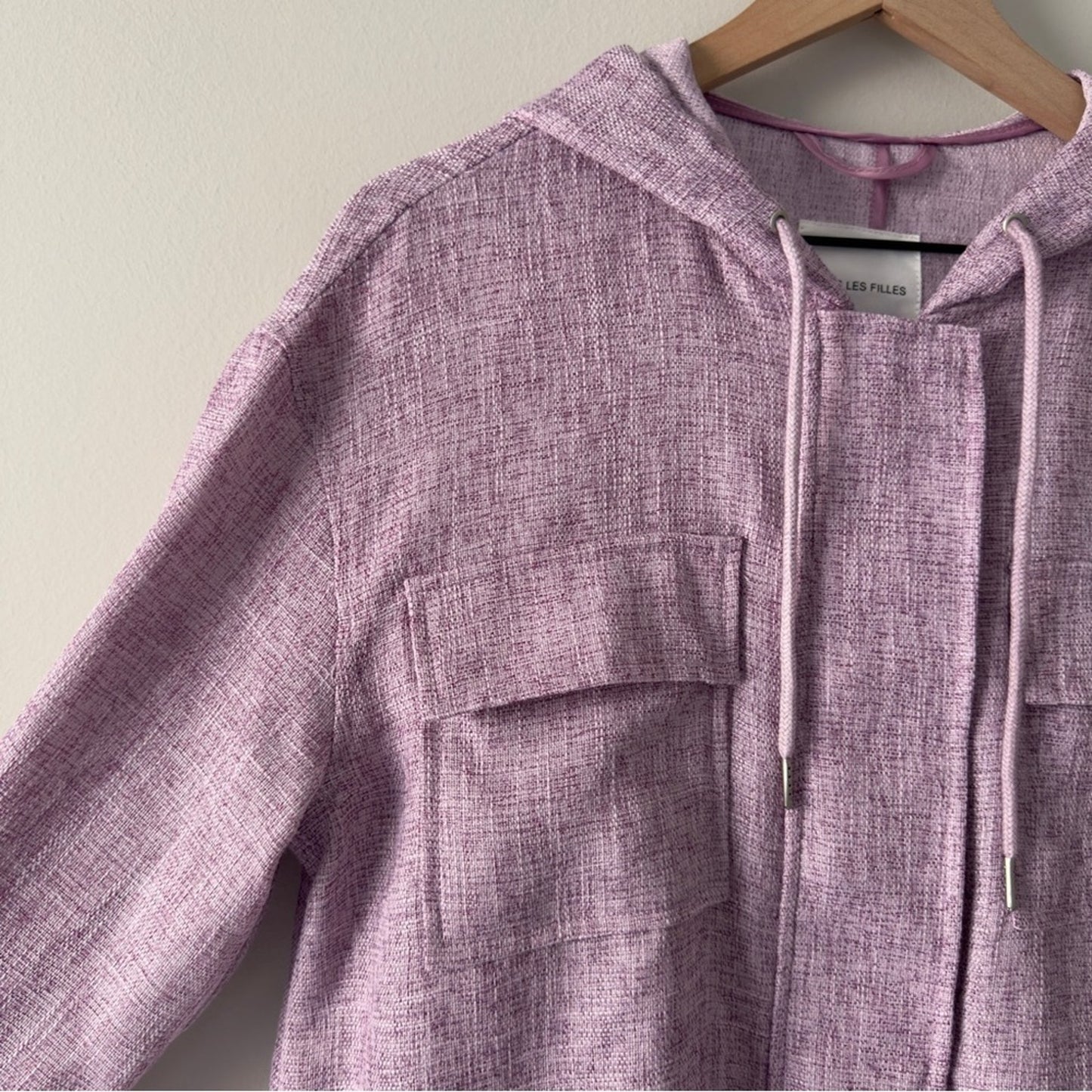 Anthropologie Avec Les Filles Lilac Hooded Jacket Full Zip Snap Drawstring hood