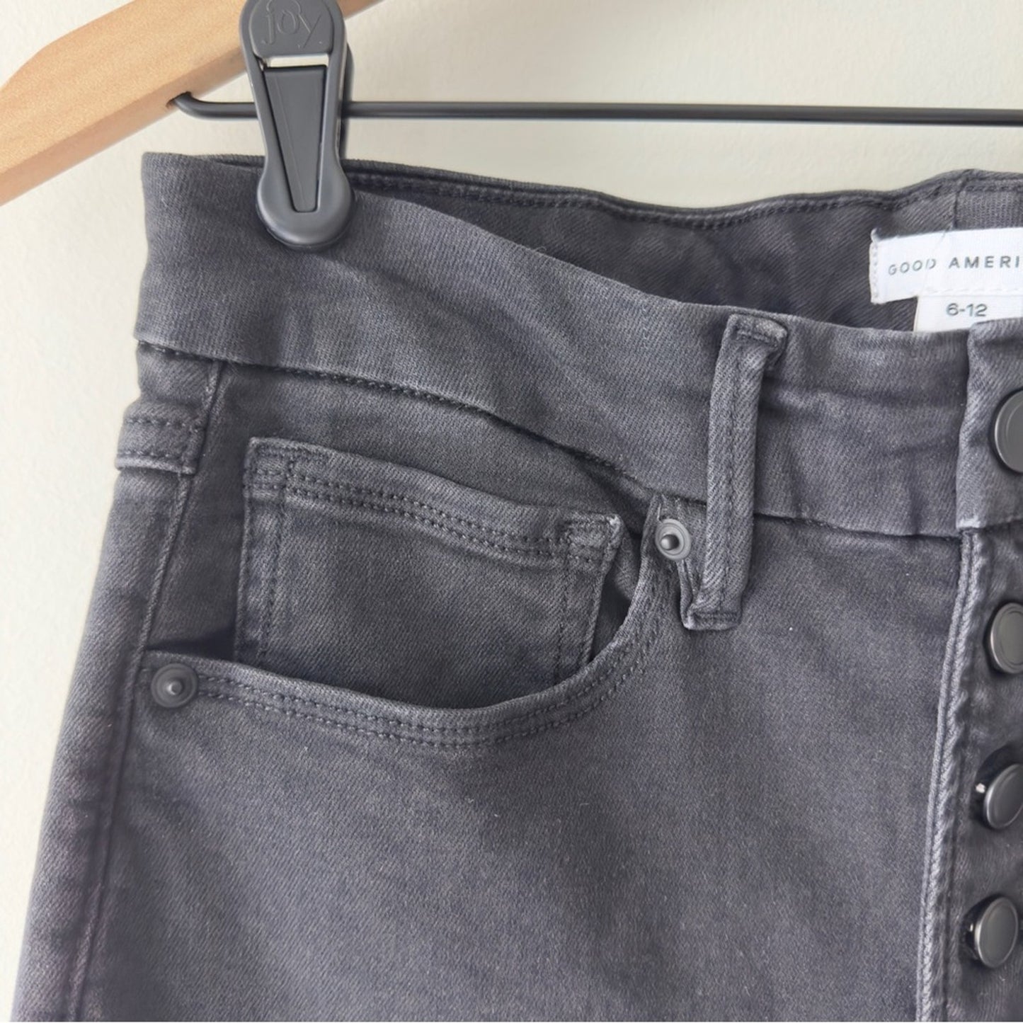 Good American Good Leg Button Fly High Rise Black Skinny Jeans Denim Classic NWT