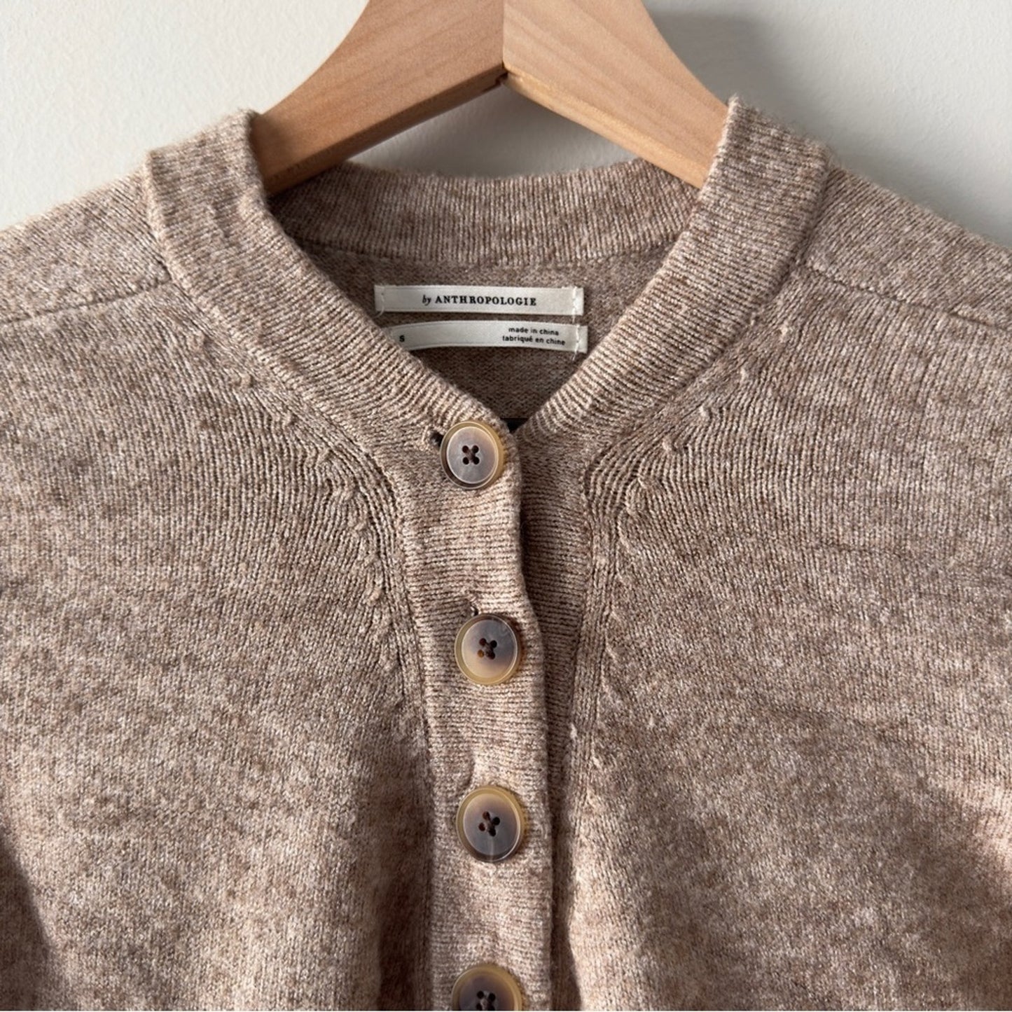 Anthropologie Serena button v-neck sweater ribbed edge long sleeve soft knit S