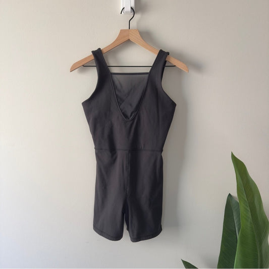 Revolve WeWoreWhat Black Sleeveless Mesh Panel Shorts Romper Stretch Athletic S