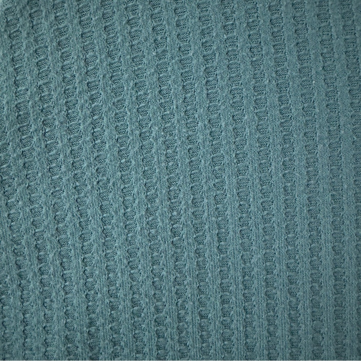Revolve Chaser Teal Hooded Sweater Top Waffle Knit pullover long sleeve hood L