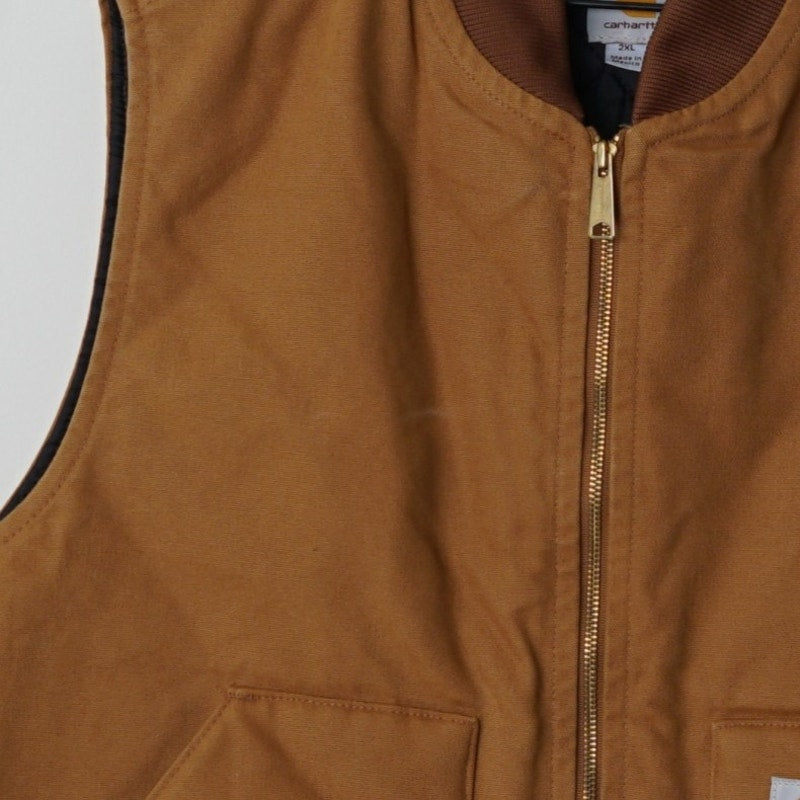 Carhartt Men's Iconic V01 Firm Duck Vest in Brown Canvas 100% Cotton Shell Zip