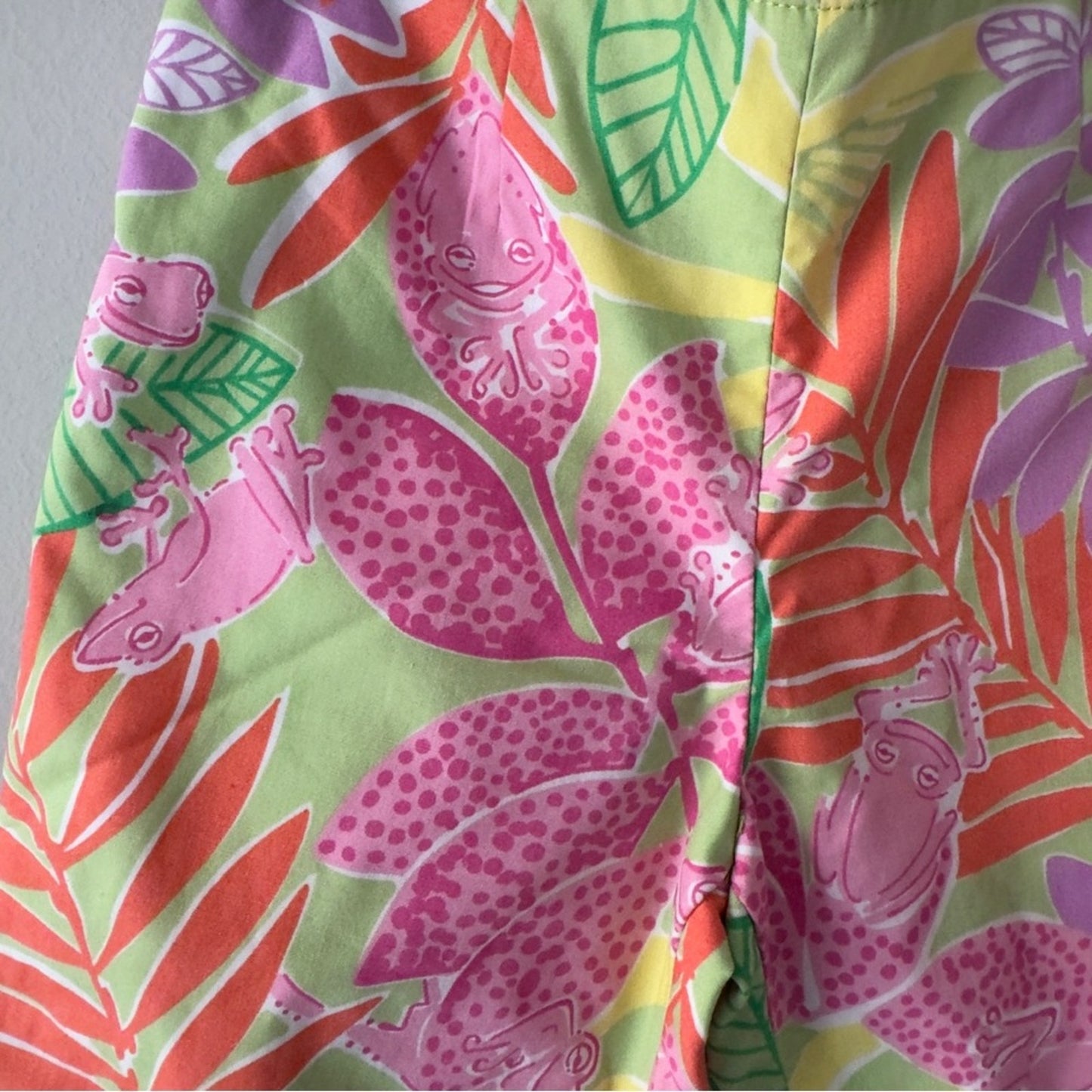 Lilly Pulitzer Vintage 2000s Capris Frog Print Summer Floral Bows Lace Zipper 3T
