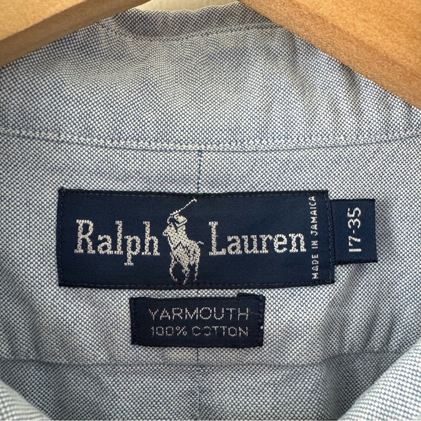 Ralph Lauren Yarmouth 100% Cotton Blue Long Sleeve Casual Button-Down Shirt Work