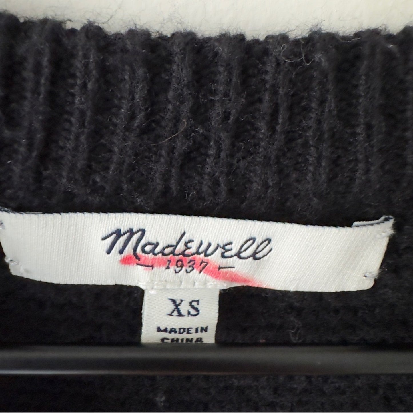 Madewell Tight Knit Pullover Sweater Cotton Blend Long Sleeve Crew Neck Black