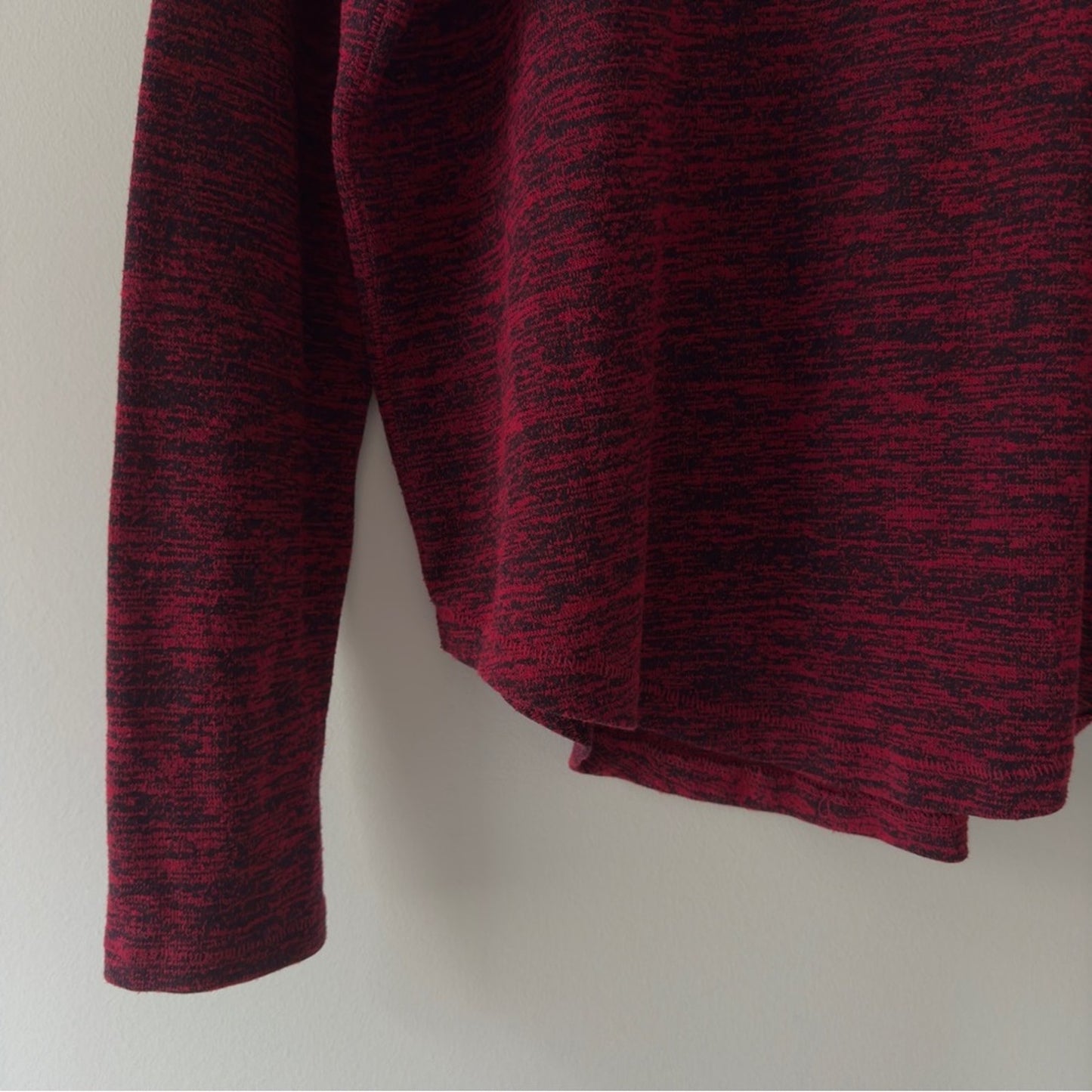 Rag & Bone Heathered Red Black Long Sleeve Top Crew neck tight knit stretch M