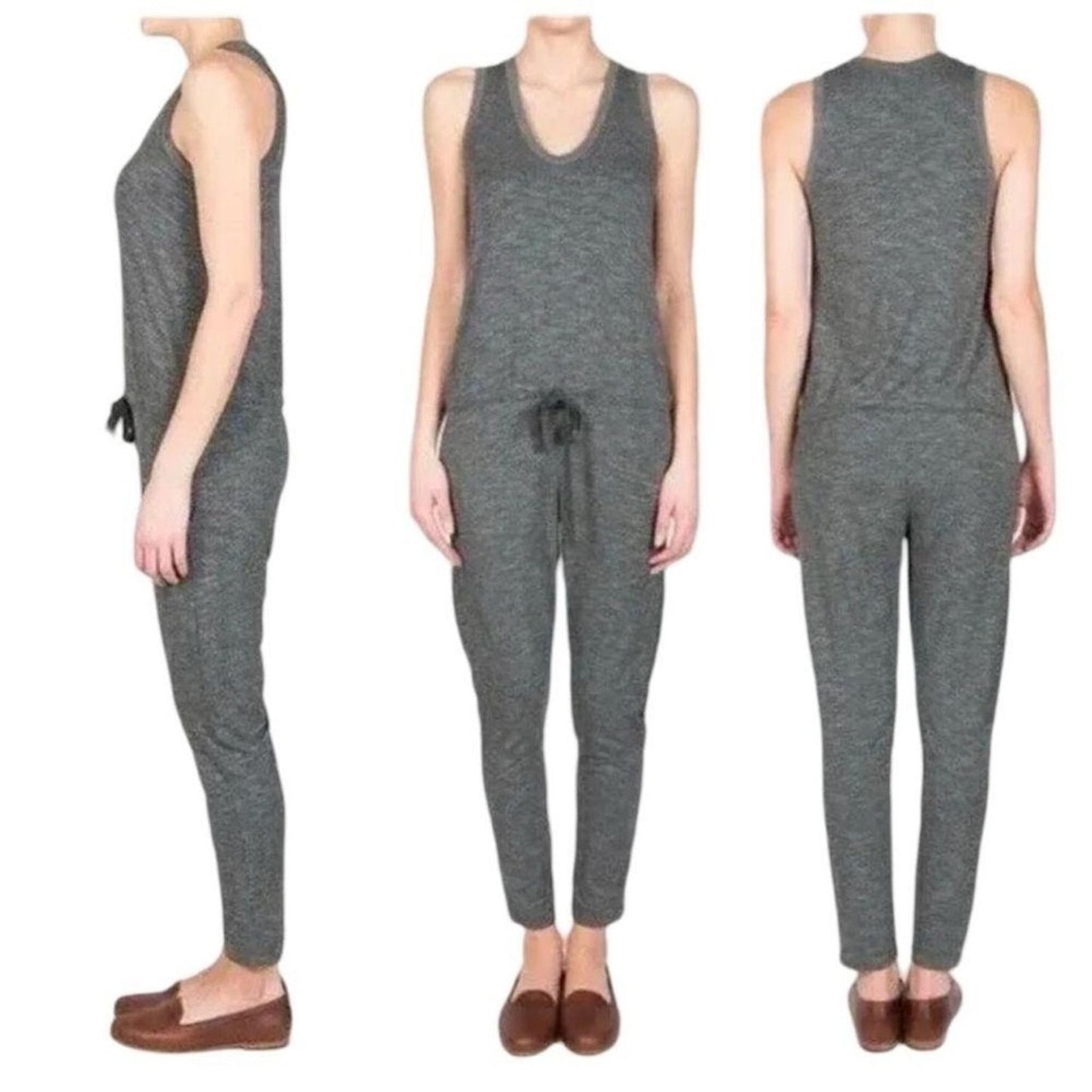 Anthropologie Dolan T-Shirt Jumpsuit adjustable tie waist pockets scoop neck XS