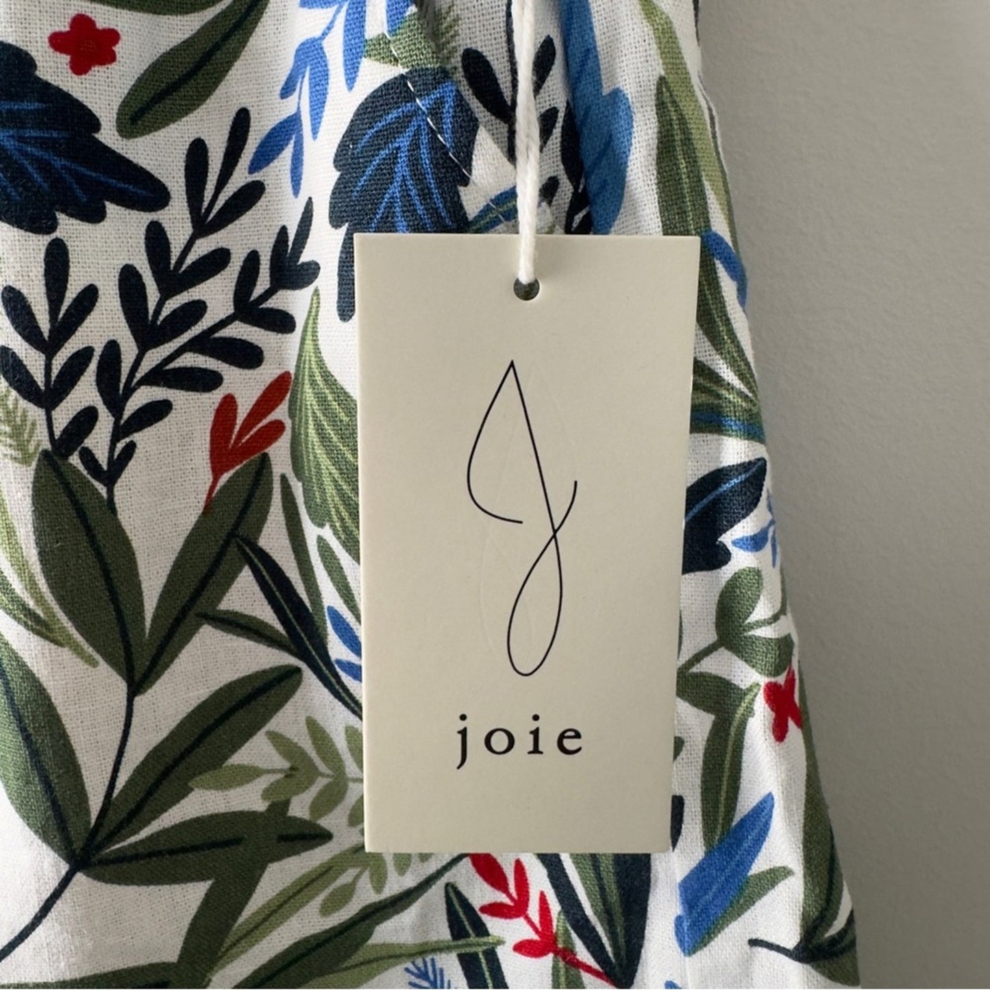 Joie Linen blend Green and Blue Leaf Print Women's Shorts rope tie drawstring 2