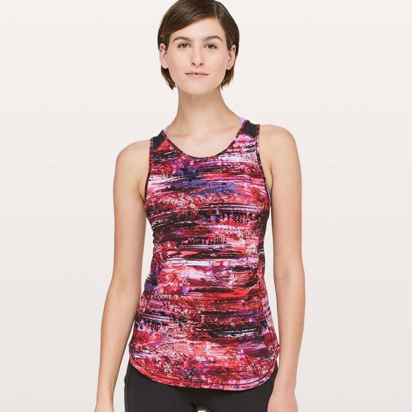 Lululemon Sculpt Tank II in Dahliascape Multi / Black size 4 athletic mesh run