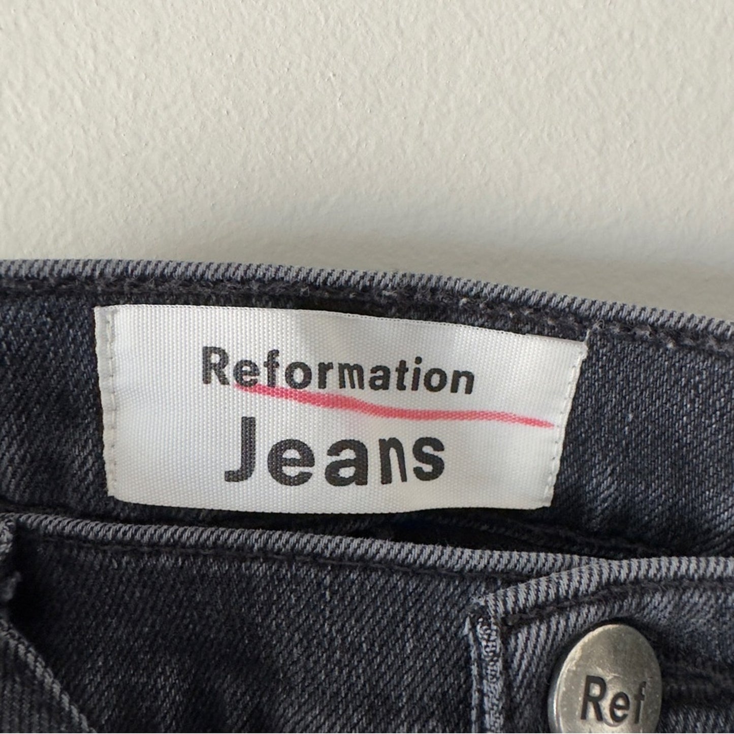 Reformation Jeans May High & Skinny in Washed Black Organic Cotton Made in USA