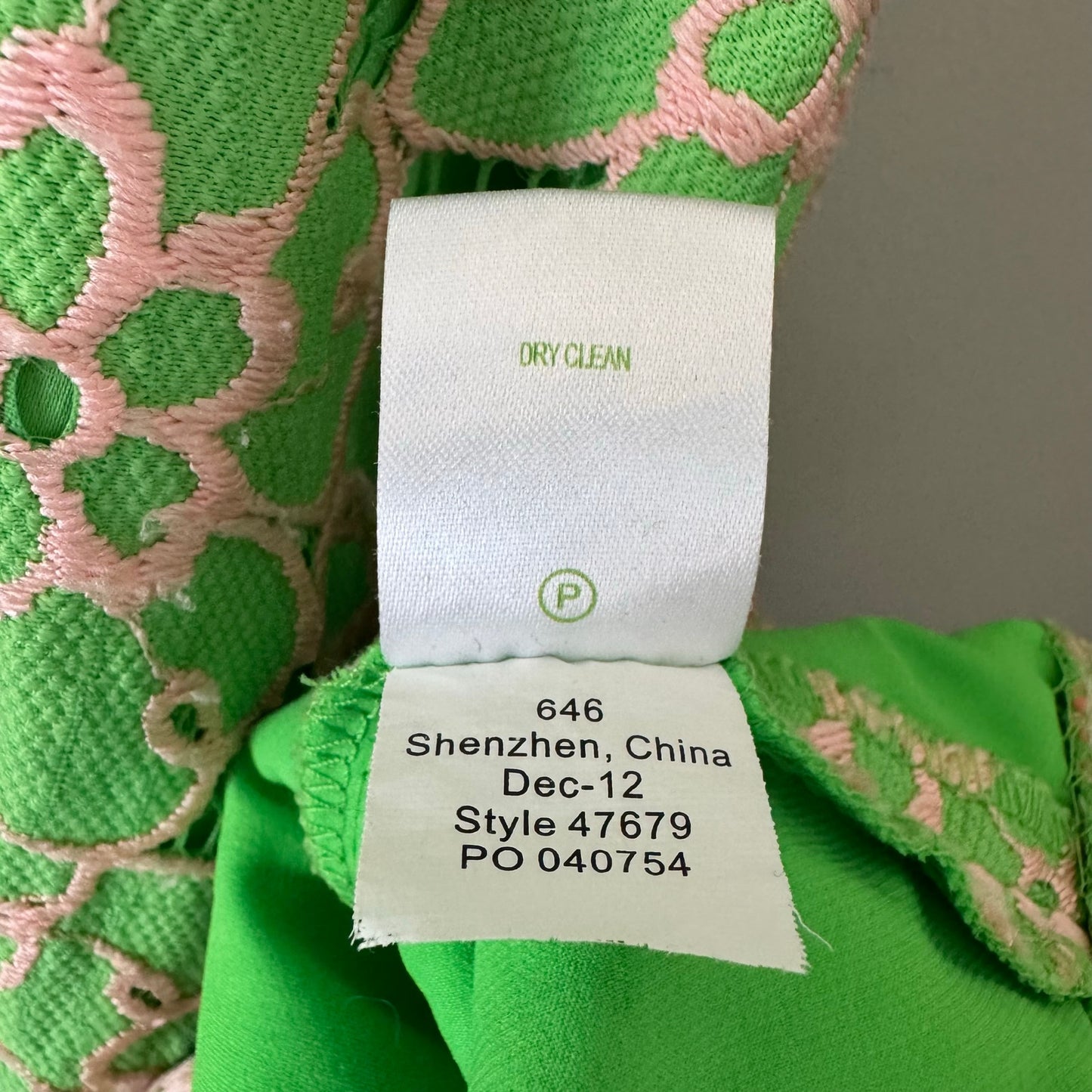 Lilly Pulitzer Green Floral Lace Mini Dress Mini A-Line Summer V-Neck Preppy EUC