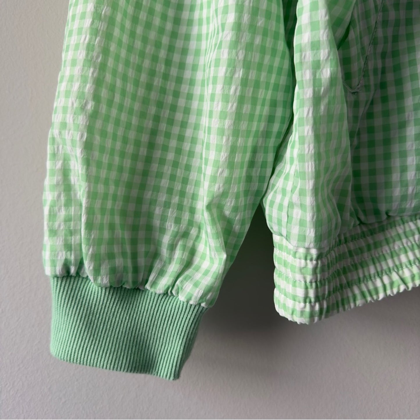 Vintage 80s Lavon Gingham Full Zip Jacket Shoulder Pads windbreaker pockets L