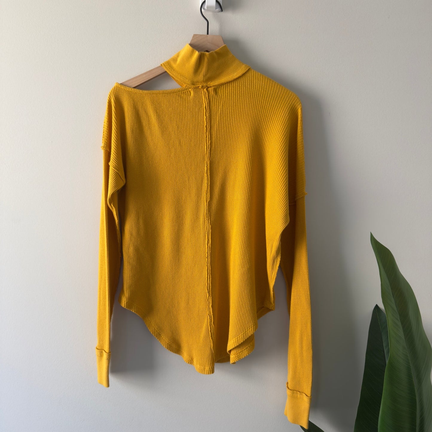 Free People We the Free 100% Cotton Just For You Top Long Sleeve Waffle Knit EUC