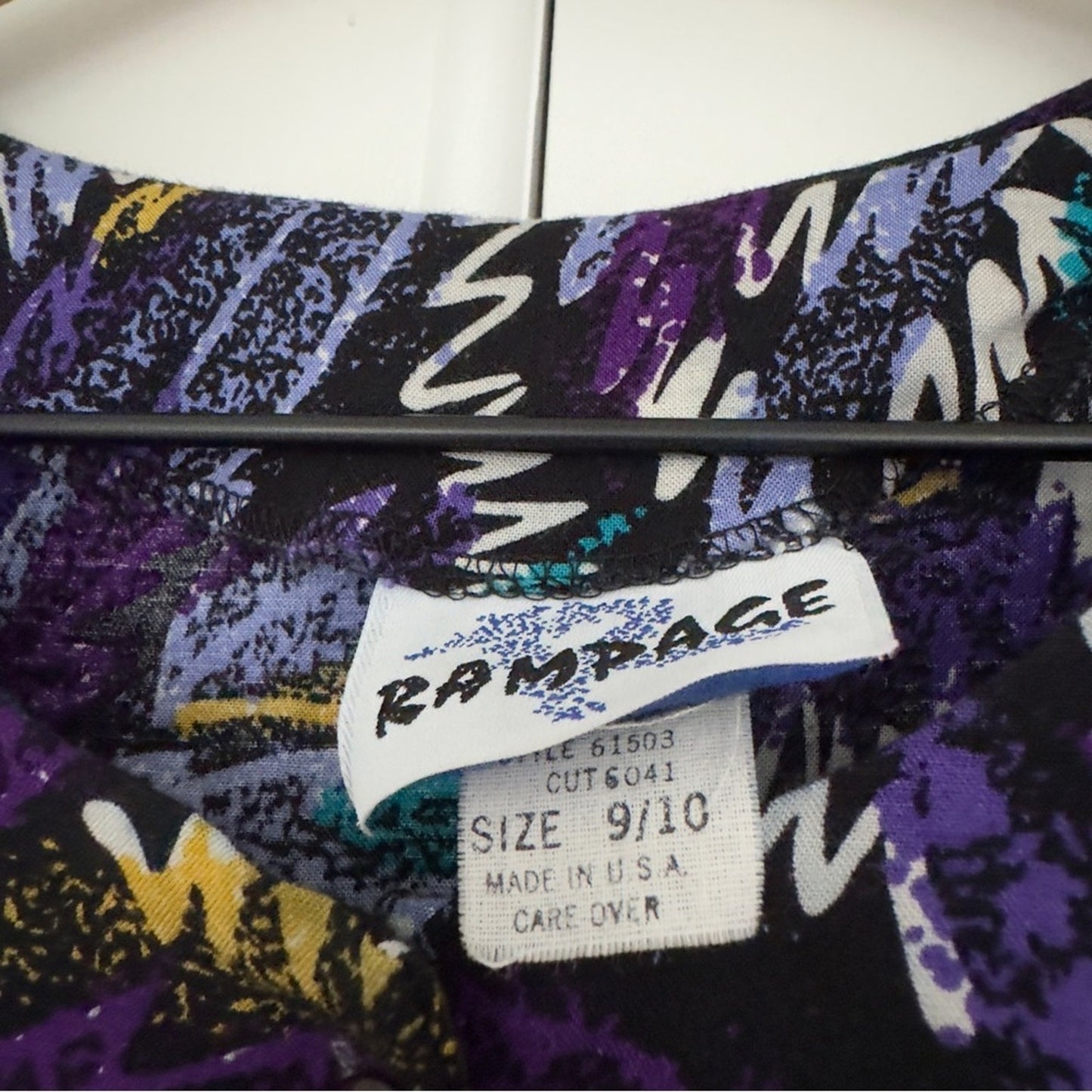 Vintage 90s Rampage Button Down Midi Dress 1990s Print Shoulder Pads VTG 9/10