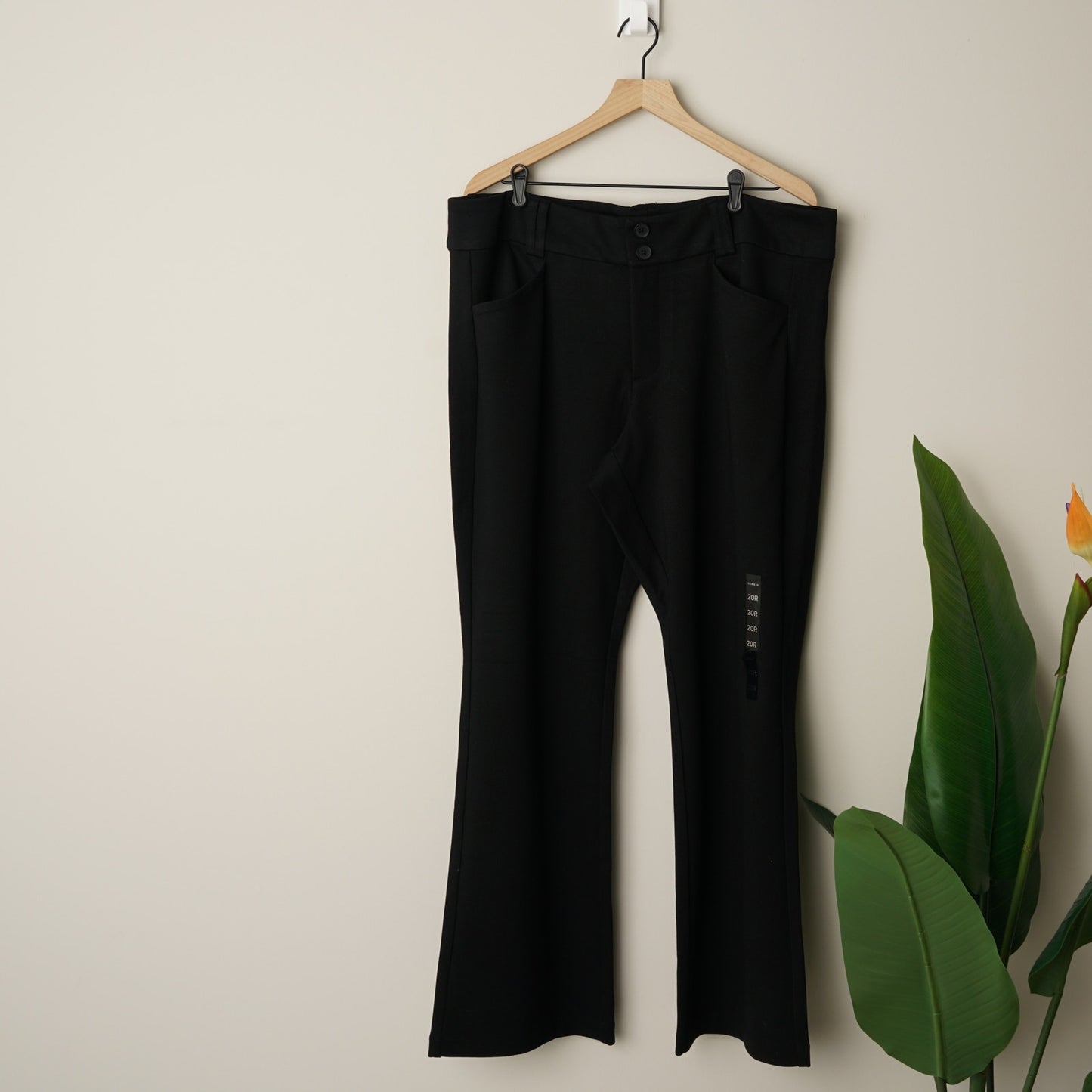 Torrid Trouser Slim Boot Studio Luxe Ponte Mid-Rise Pant in Deep Black Business