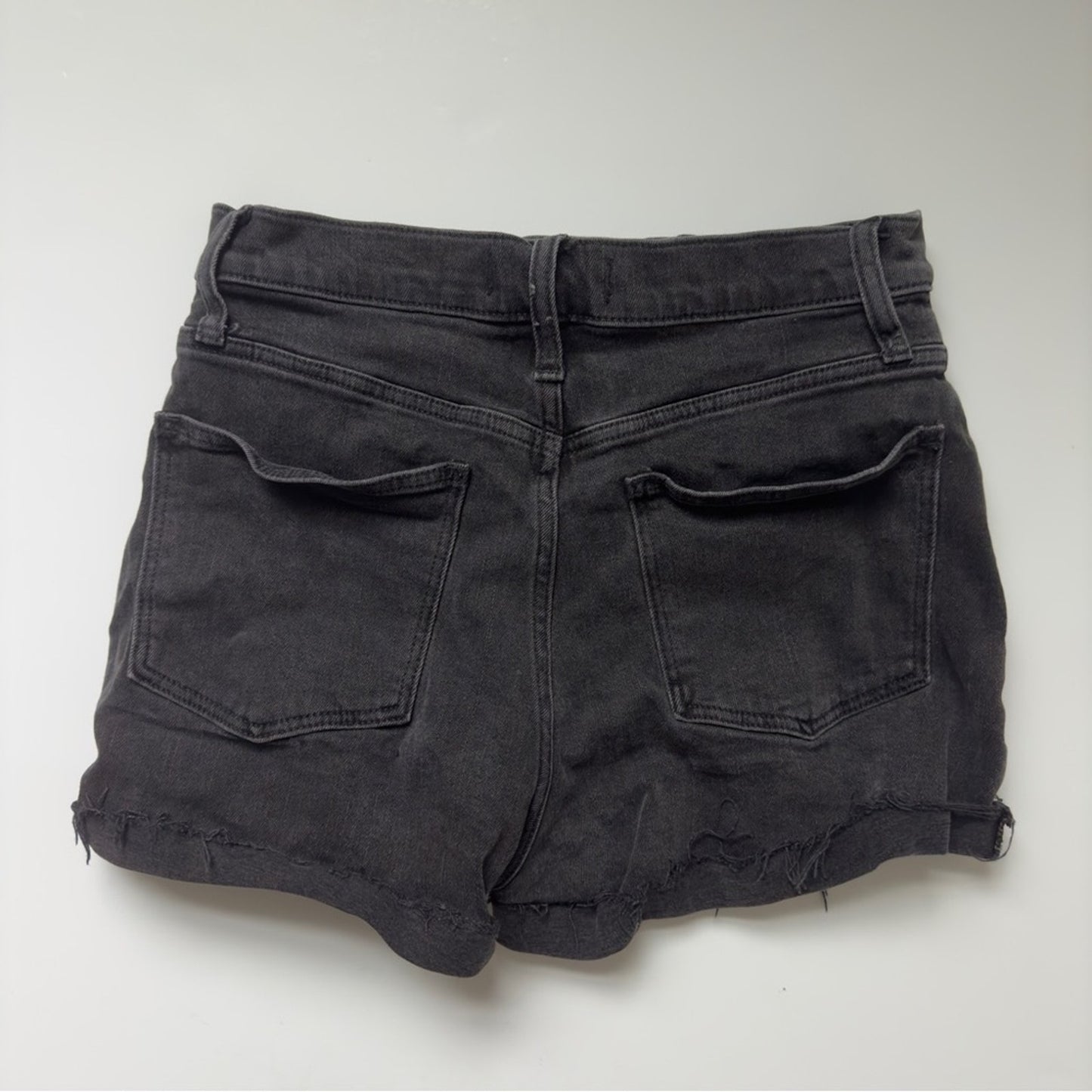 Madewell High-Rise Denim Shorts Jean cotton stretch high waisted gray black zip