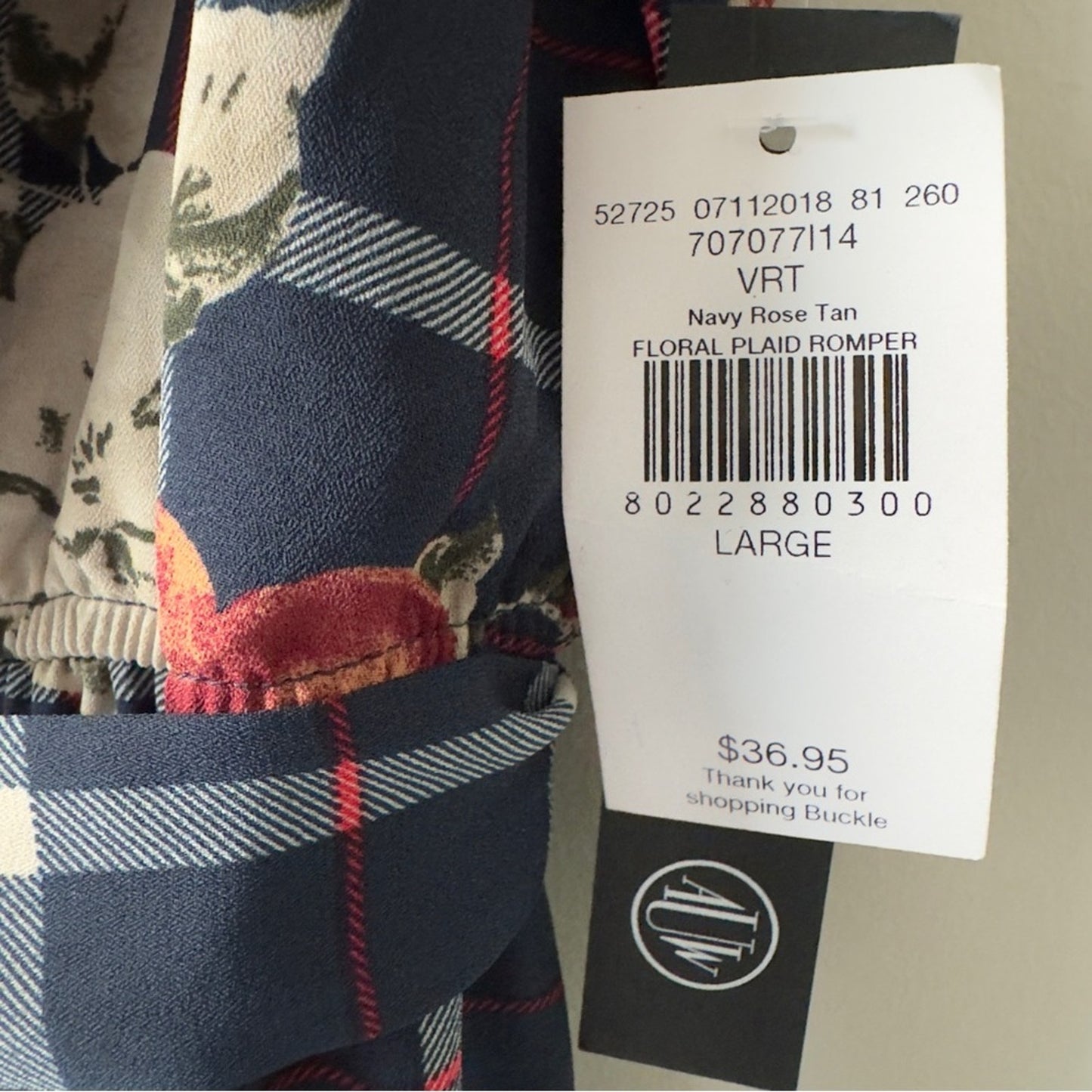 Buckle As U Wish Navy Floral Checkered Jumpsuit Tie Waist Cropped Spaghetti Blue