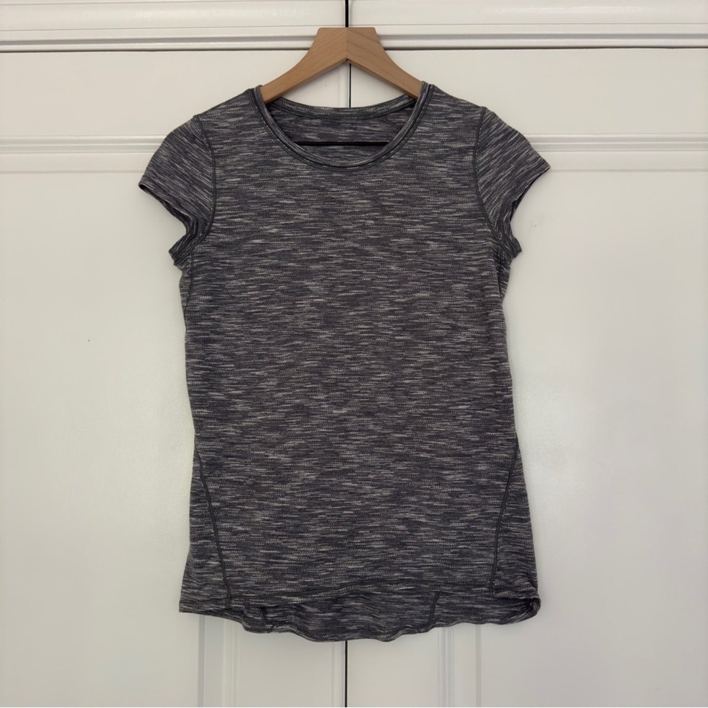 Lululemon Another Mile Short Sleeve gray white training lightweight stretch crew