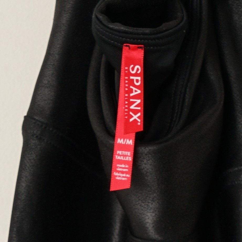 Spanx High Rise Faux Leather Athletic Leggings Stretch Spandex Athleisure Active