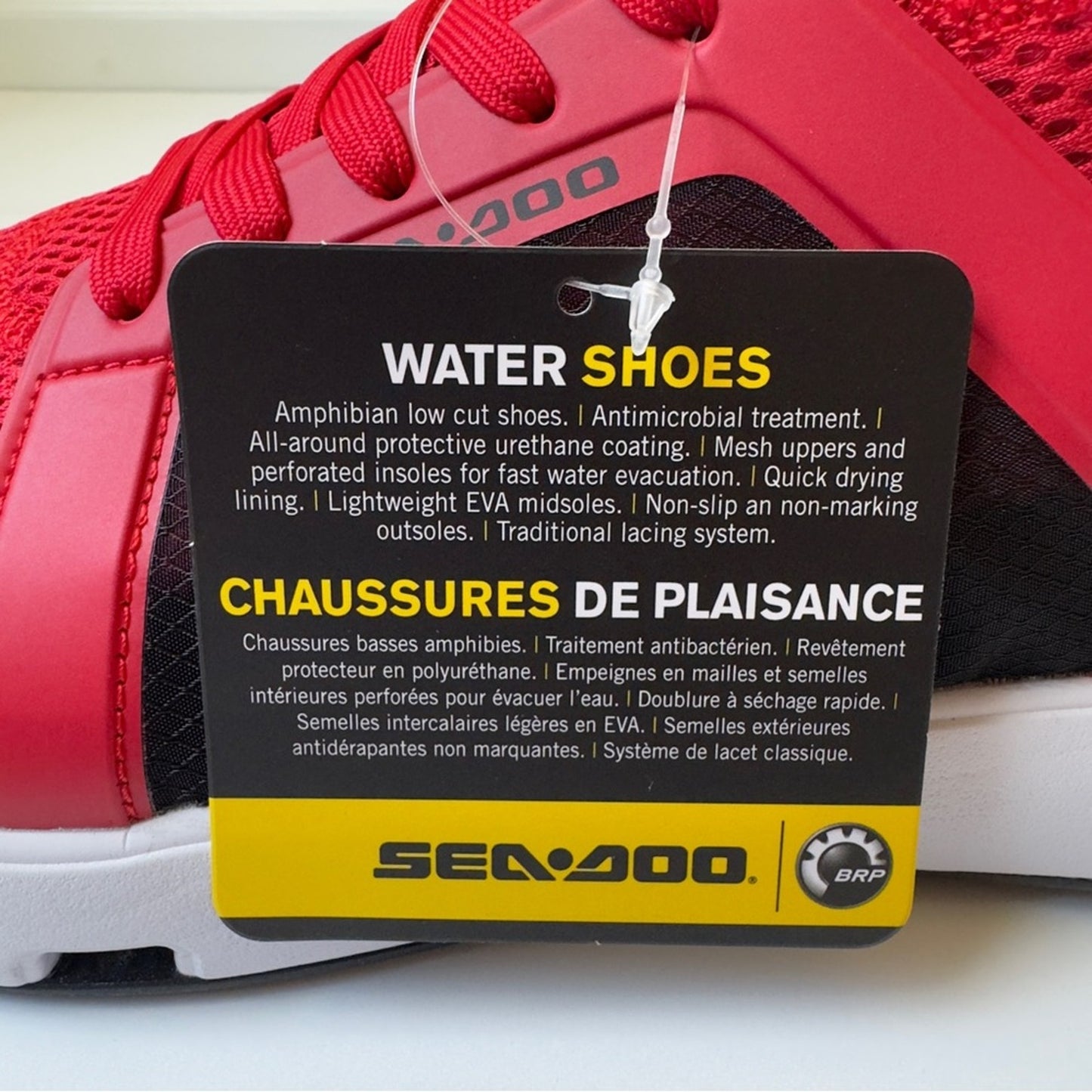 Sea-Doo Water Shoes in Red Black jet ski Sneakers water sports drain holes mesh