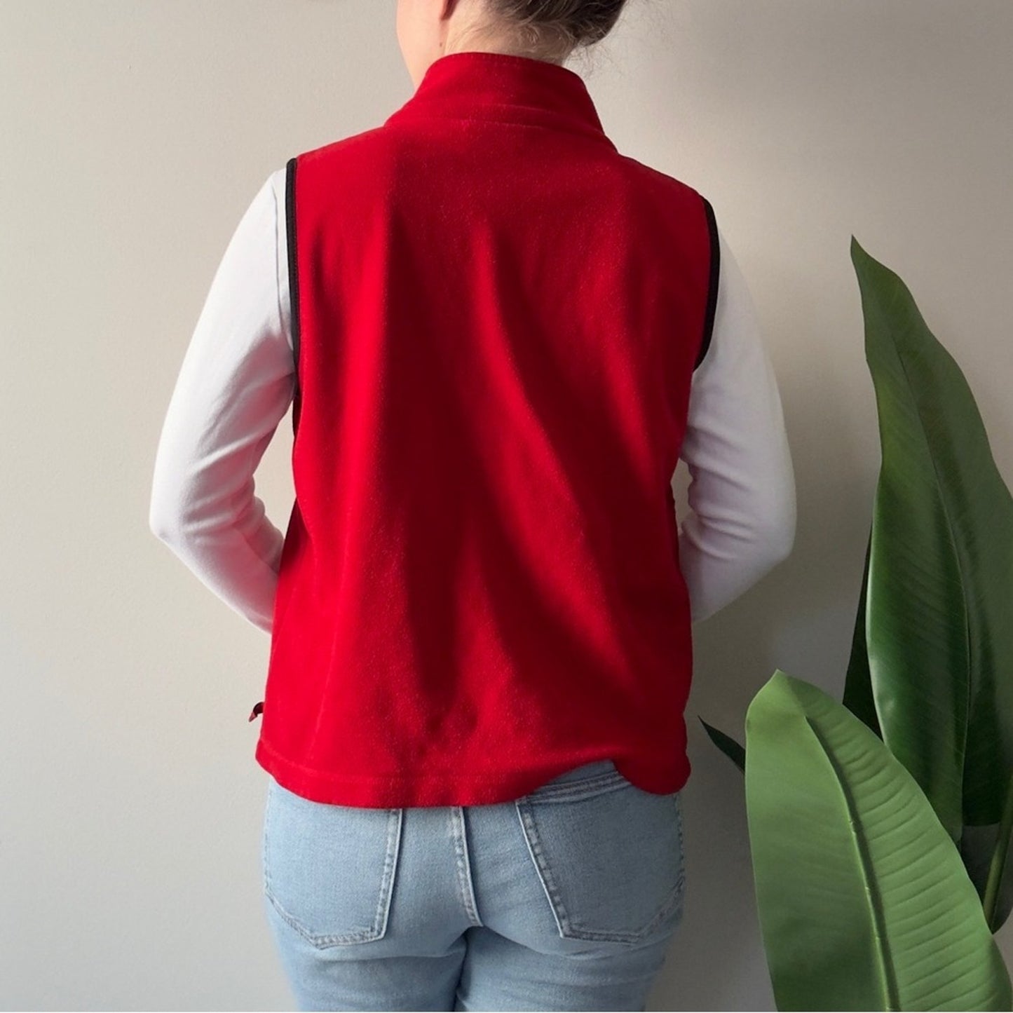 Vintage Northern Reflections 90s Red Fleece Vest Fill Zip Sleeveless Winter L
