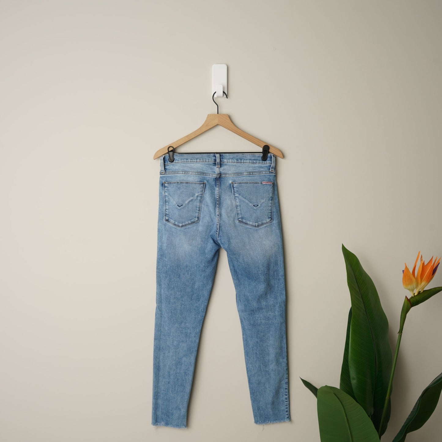 Hudson Natalie Super Skinny Jeans Raw Hem Zip Button Cotton Blend Stretch Light