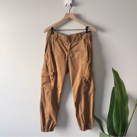 Anthropologie Sanctuary Casual Tan Cargo Jogger Pants Cropped Y2K Capri Pockets