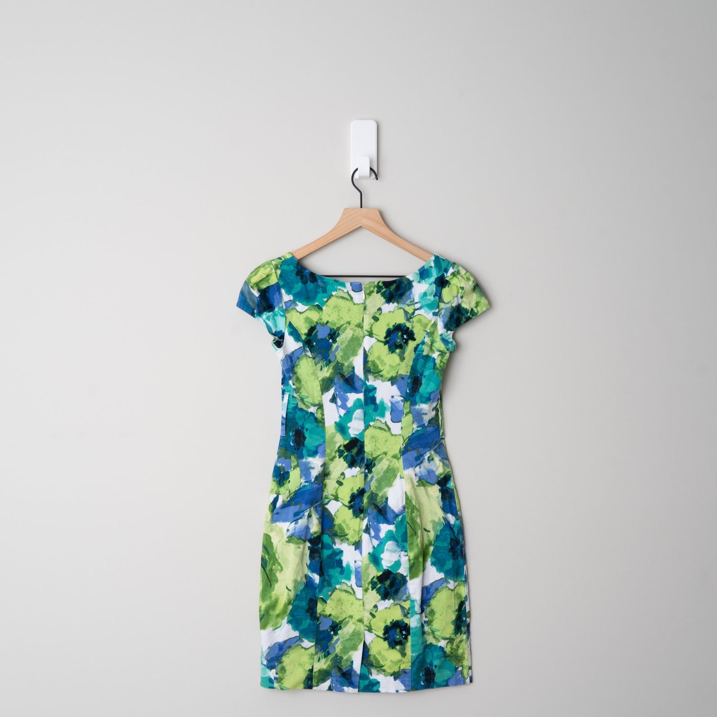 A. Byer Floral Bodycon Pencil Mini Dress Cap Sleeves Cotton Stretch Zip Up Y2K 3