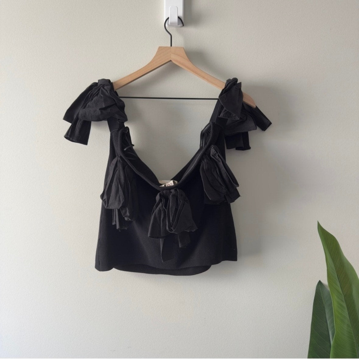 Anthropologie Dolan Left Coast Black Off-Shoulder Bow Top Ribbed Preppy Party 3X