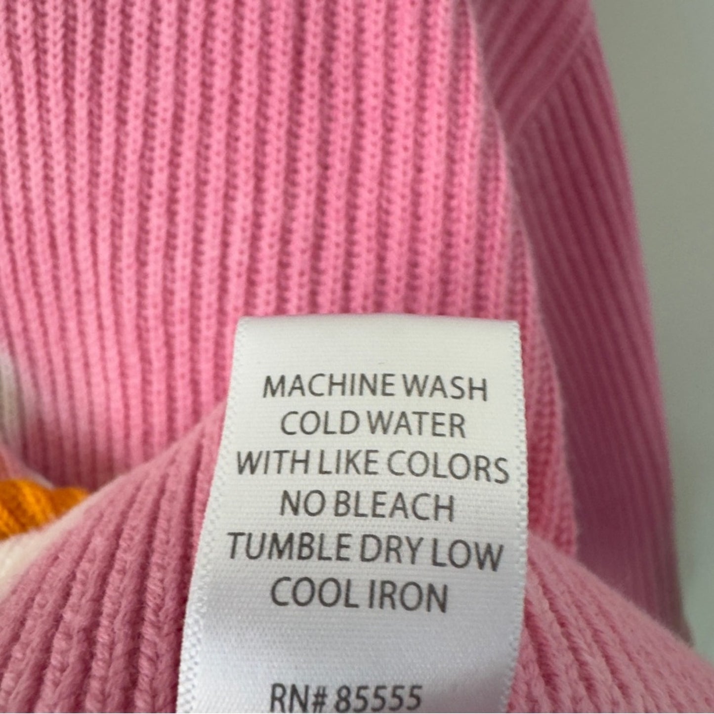 Pistola 100% Cotton Orange and Pink Dip Dye Crew Neck Sweater Long Sleeve ribbed