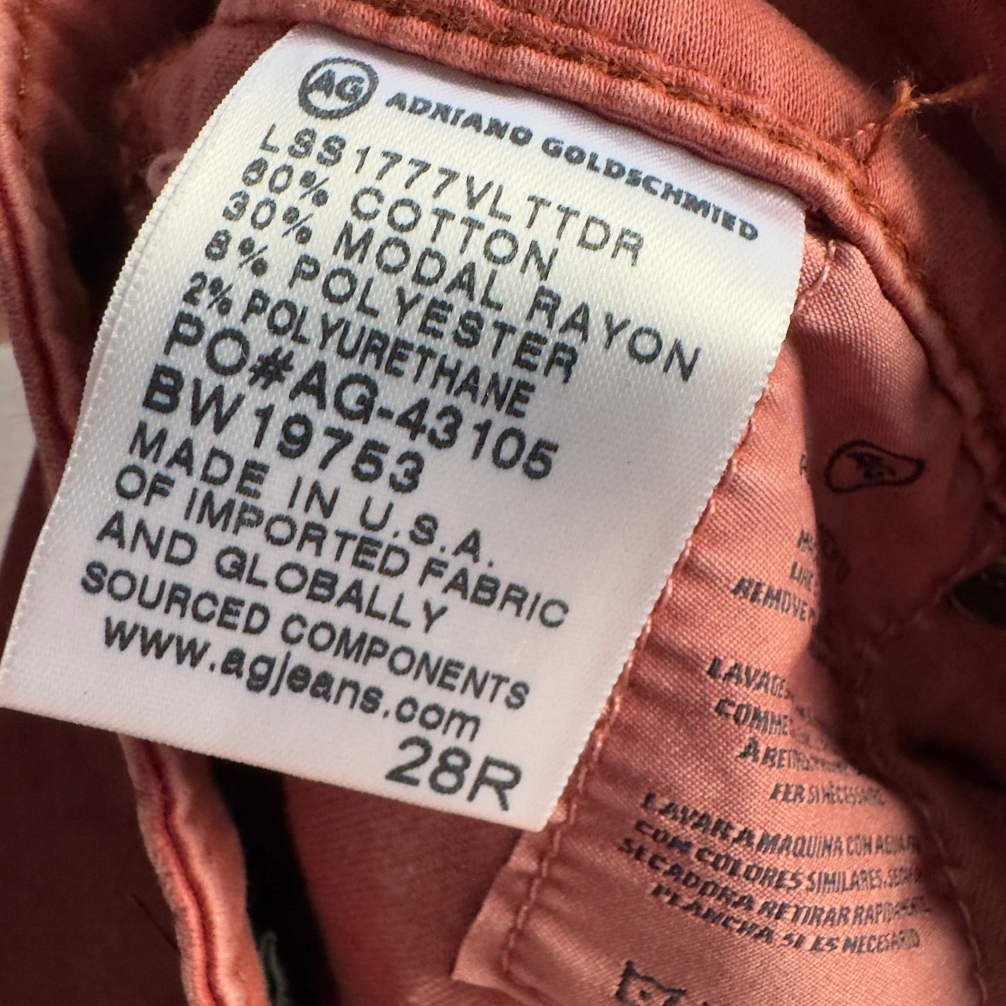 Adriano Goldschmied The Farrah Skinny Ankle Jeans Pants High-Rise Red USA Made