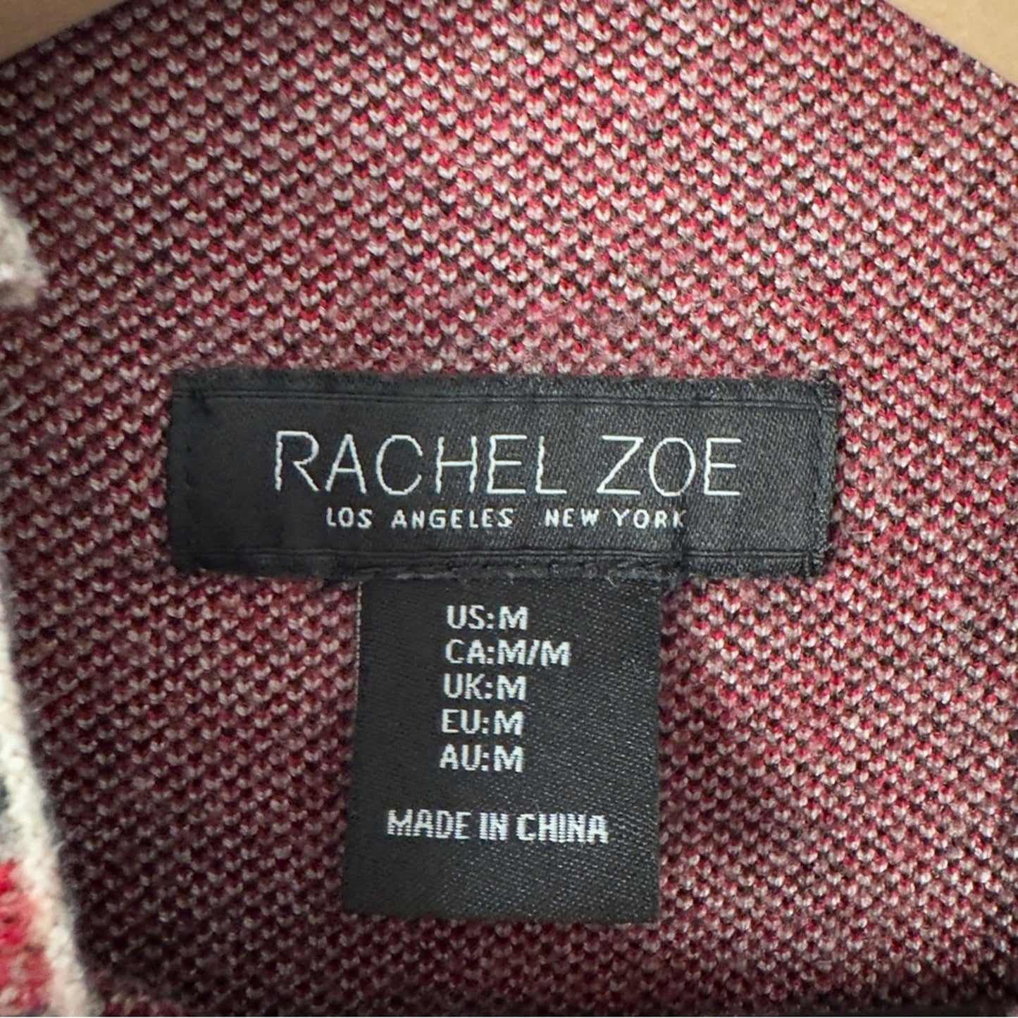 Rachel Zoe Red and Black Plaid Turtleneck Sweater Long Sleeve Checkered Winter M